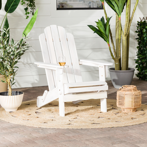 Classic Solid Acacia Wood Adirondack Patio Chair - White Wash、、casual