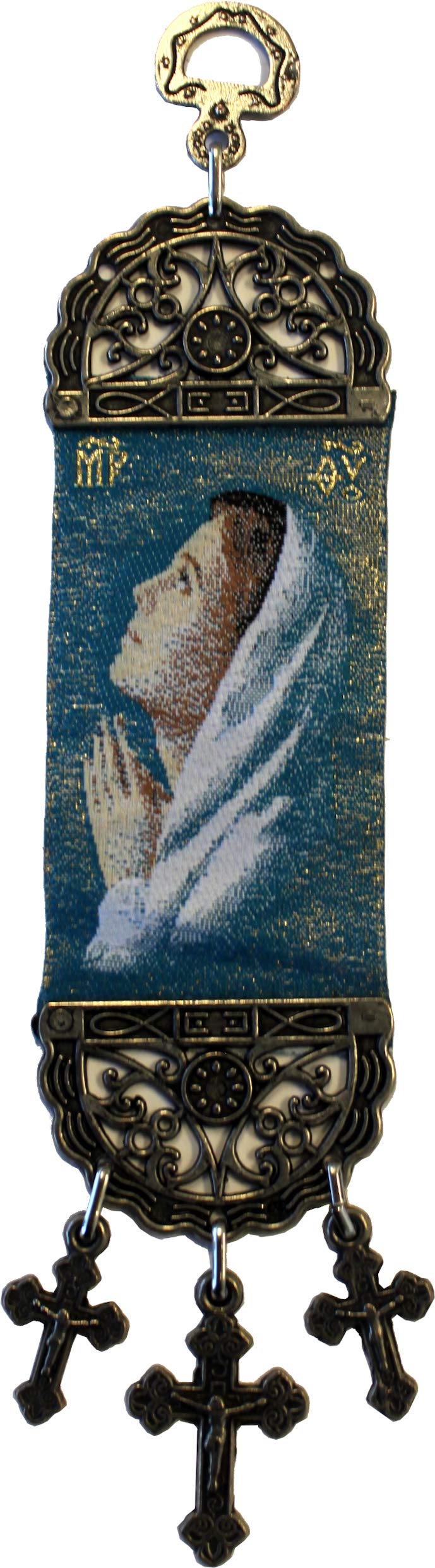 Holy Land Market Wall Hanging Tapestry of The Blessed Mother Mary - with Heat Printing on Synthetic Cloth Decorated - Style III (8.85 x 2 Inches)、mySite、topwebapps