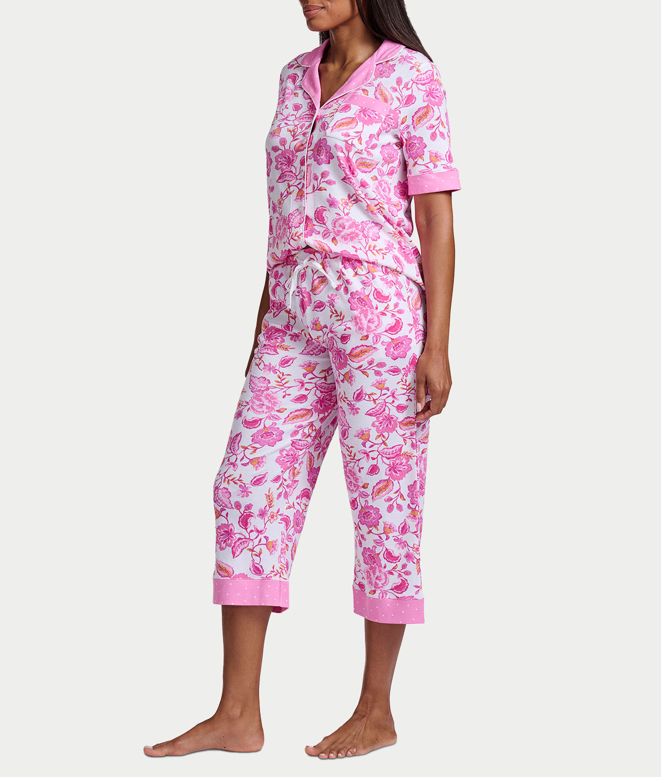  Petite Elbow Length Sleeve Knit Capri Pajama Set、mySite、justintrudeaud