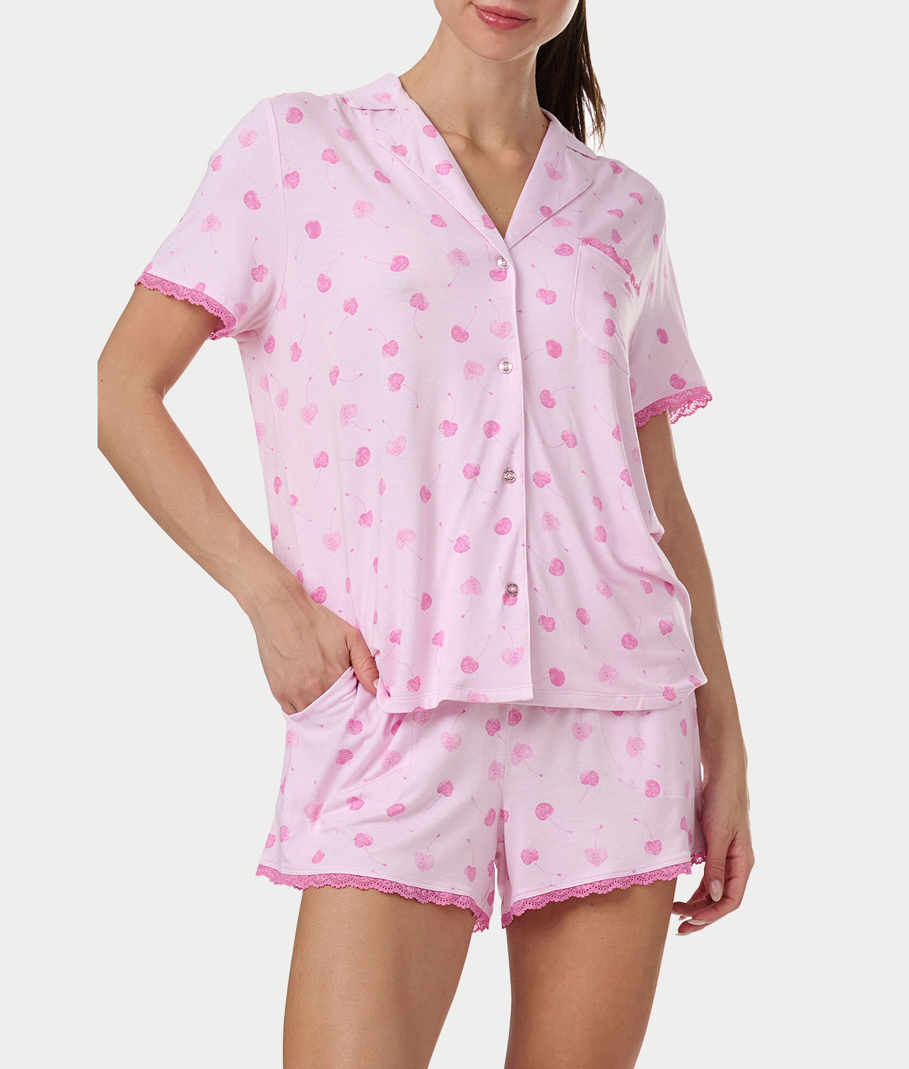 Notch Collar Knit Pajama Shorts Set、mySite、bengalsvssteelers