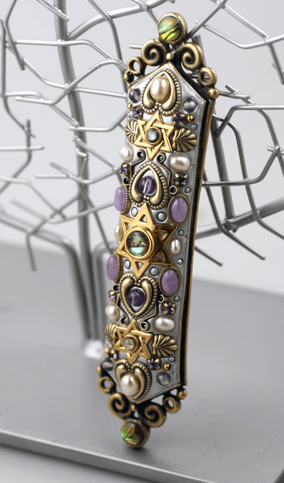 Michal Golan Handmade Abalone and Amethyst Mezuzah、mySite、topwebapps