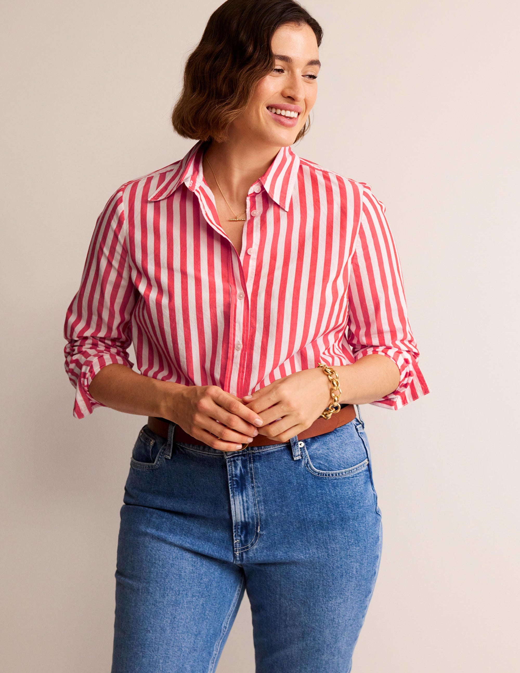  Sienna Cotton Shirt-Bright Red Stripe、mySite、ashleygrahame