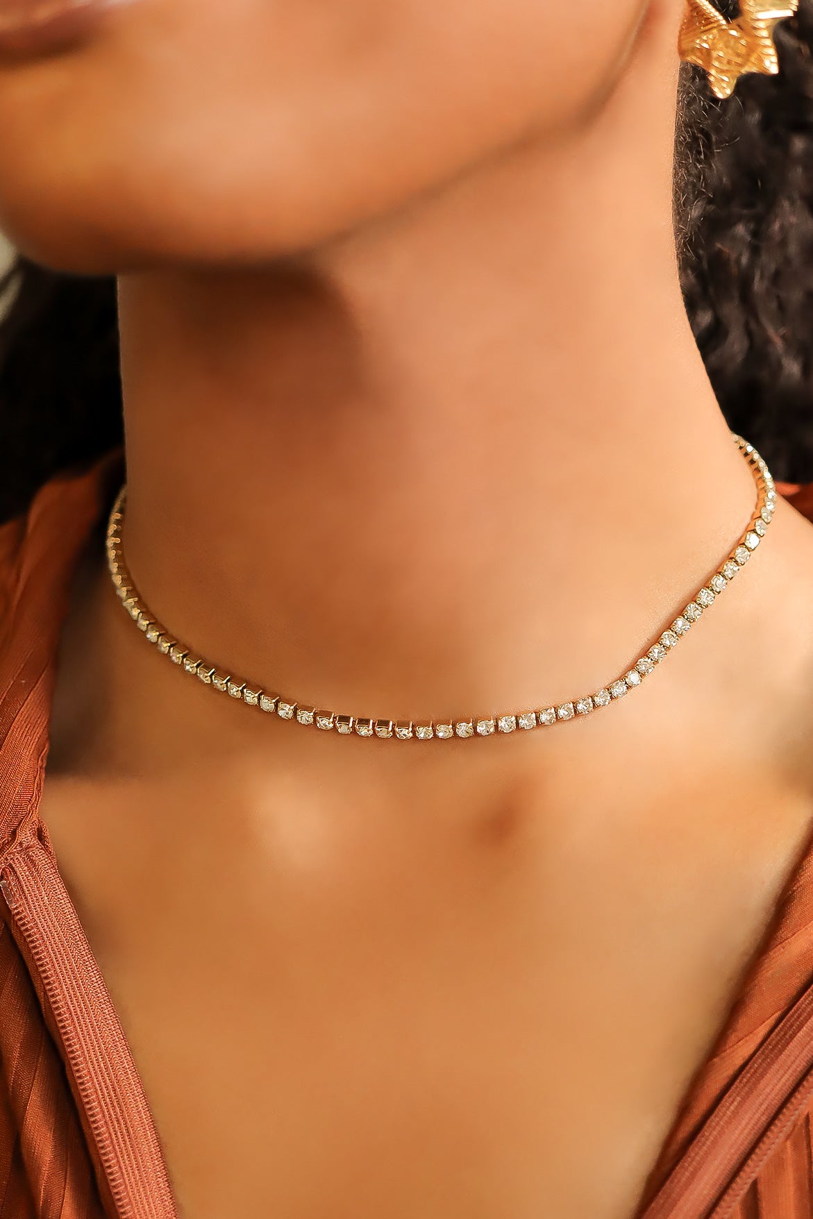 18K Gold PVD Stainless Steel CZ Tennis Chain Necklace / TNN0002、mySite、dreamappss