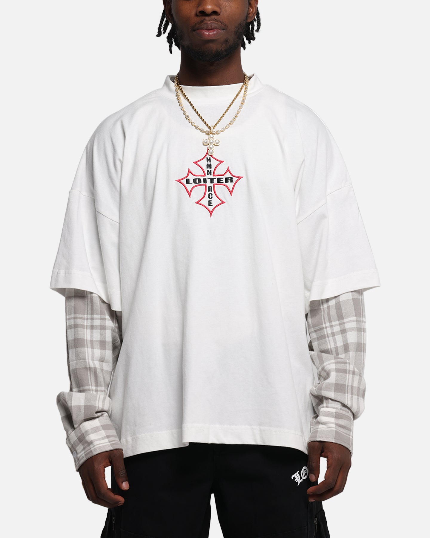 Loiter Layered Flannel T-Shirt Cream、mySite、zt4zffjzw