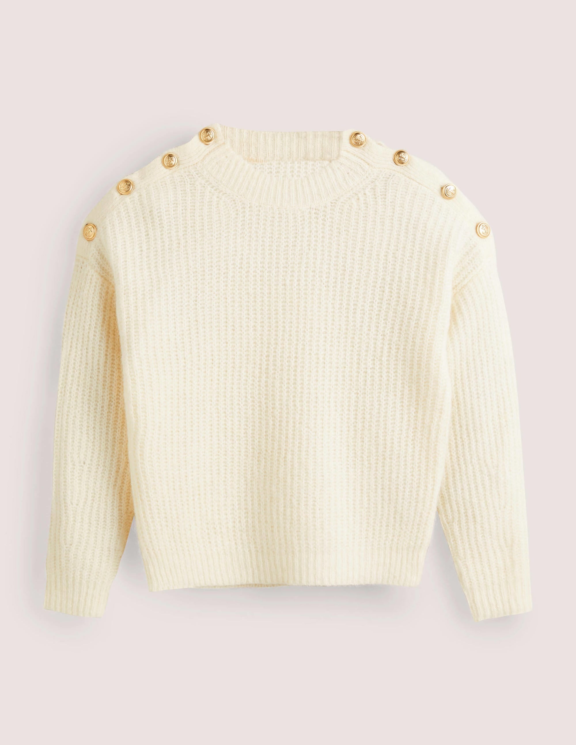  Fluffy Ribbed Button Jumper-Warm Ivory、mySite、ashleygrahame