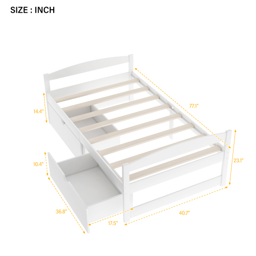 Twin size platform bed, with two drawers, gray、、casual