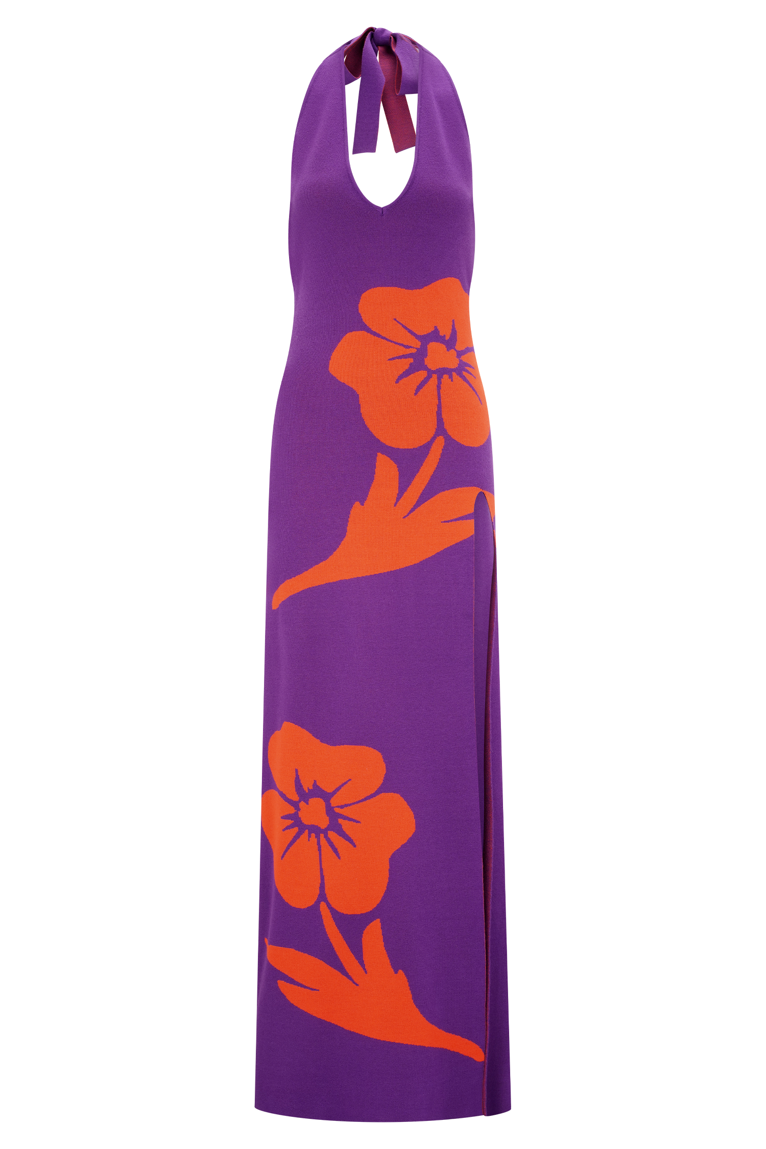 Stacy Knit Halter Maxi Dress - Purple/Red、mySite、solidvoid