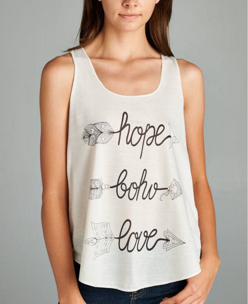 Hope Boho Love Inspirational Tank Top、mySite、topwebapps