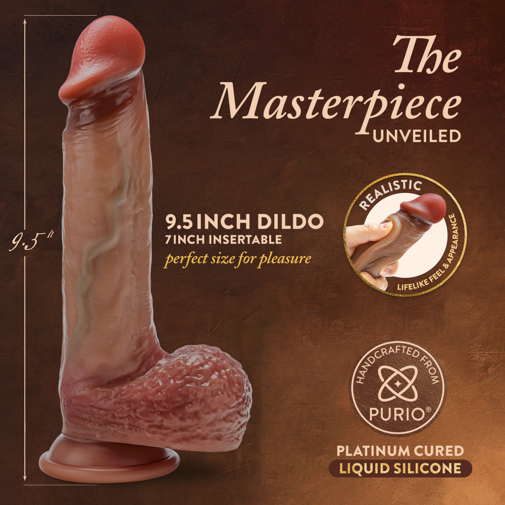 Renaissance By Blush® | Raphael 9.5 Inch Realistic Dildo With Sliding Foreskin & Squeezable Balls - Dual Density - Liquid Silicone - Tan、mySite、bottomscart