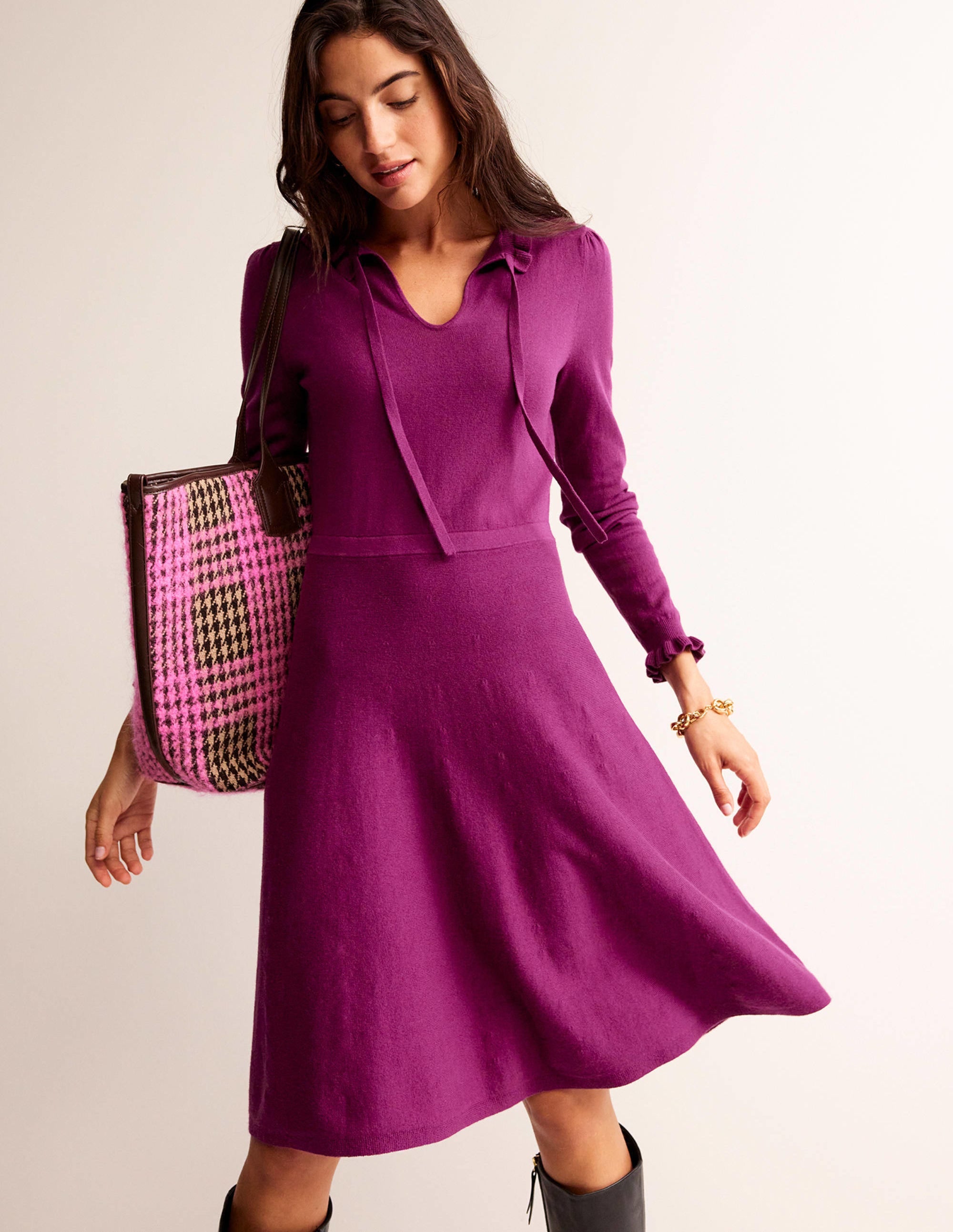  Ruffle-Detail Dress-Damson Berry、mySite、ashleygrahame