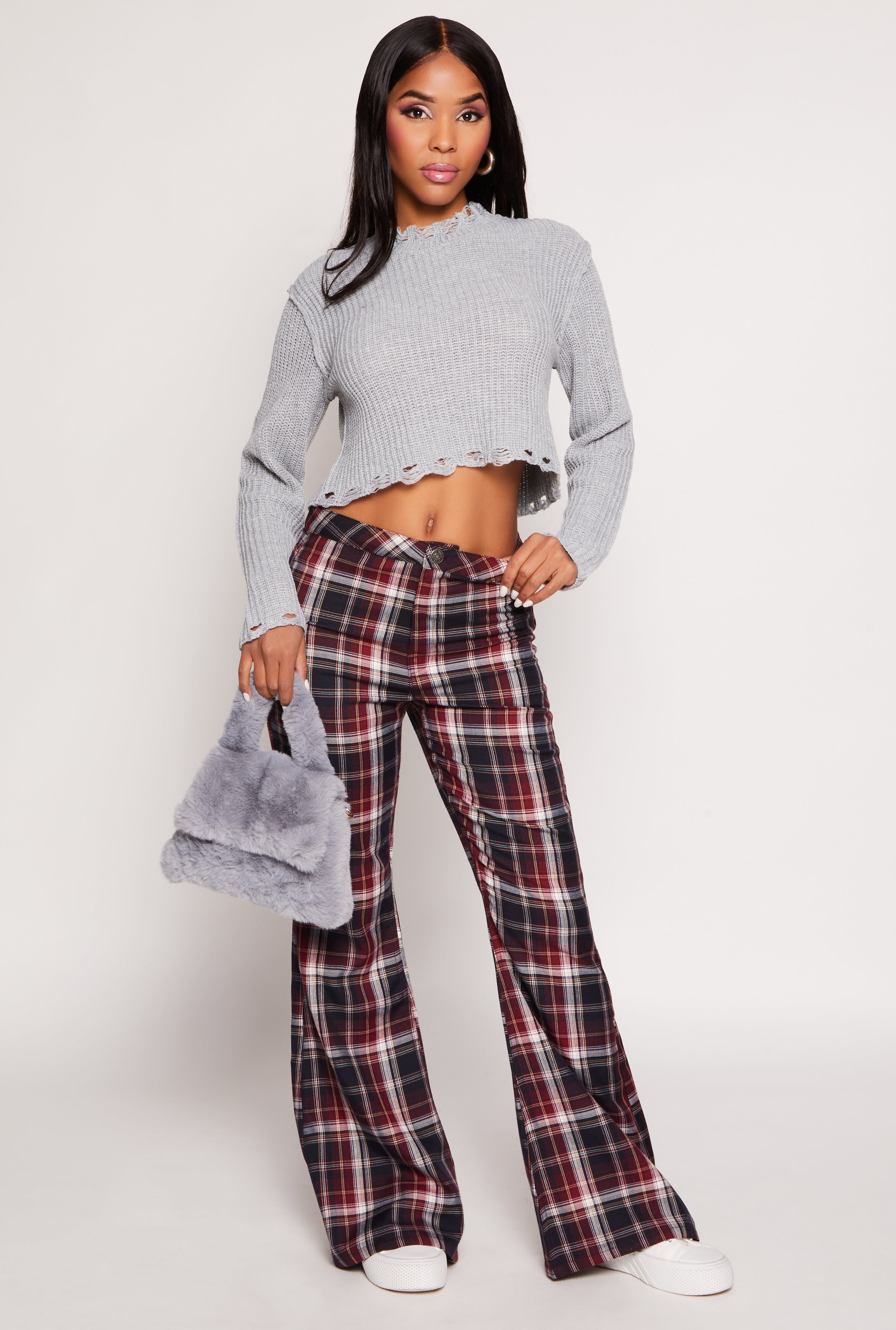 Almost Famous Plaid Flare Pants、mySite、camillekostekn