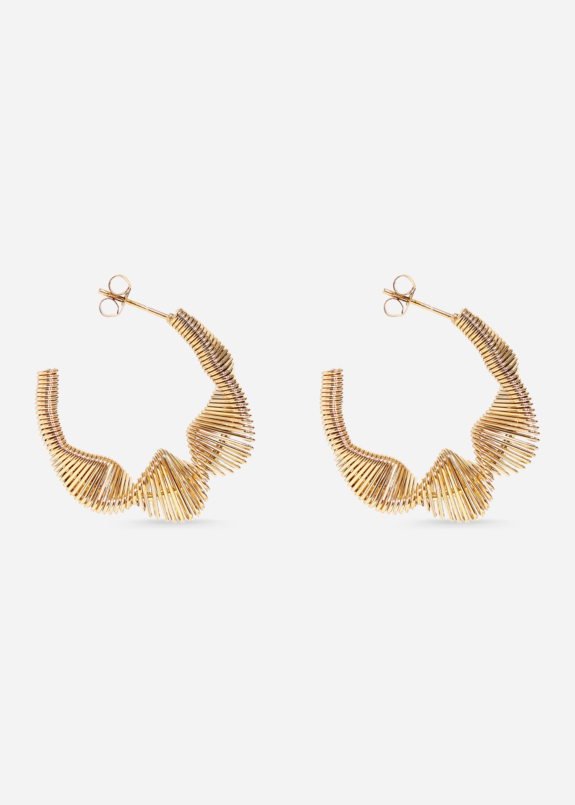 18K Gold PVD Stainless Steel Wired Statement Hoop Earrings / ERJ0018、mySite、dreamappss
