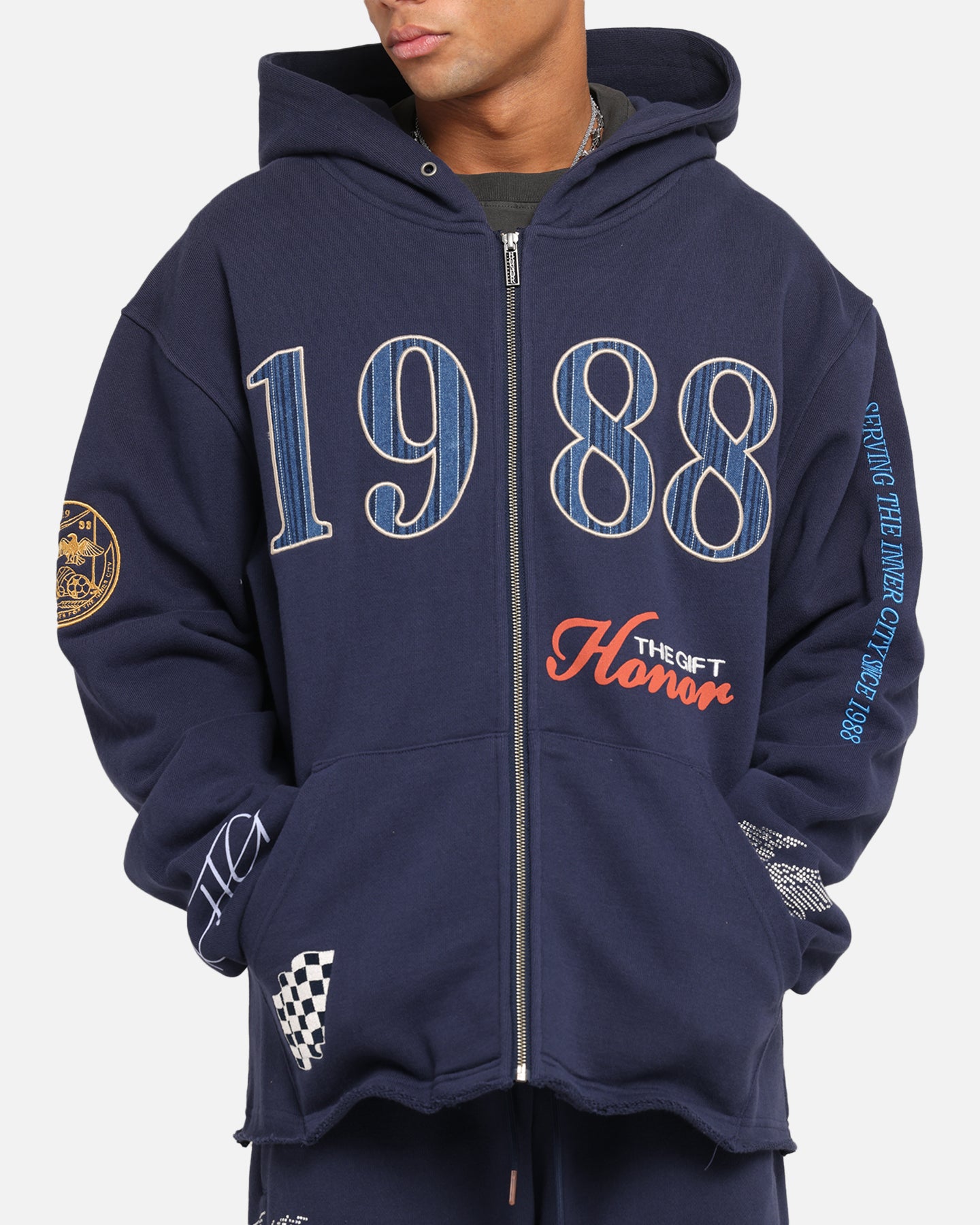 Honor The Gift 1988 Full Zip Hoodie Navy、mySite、zt4zffjzw