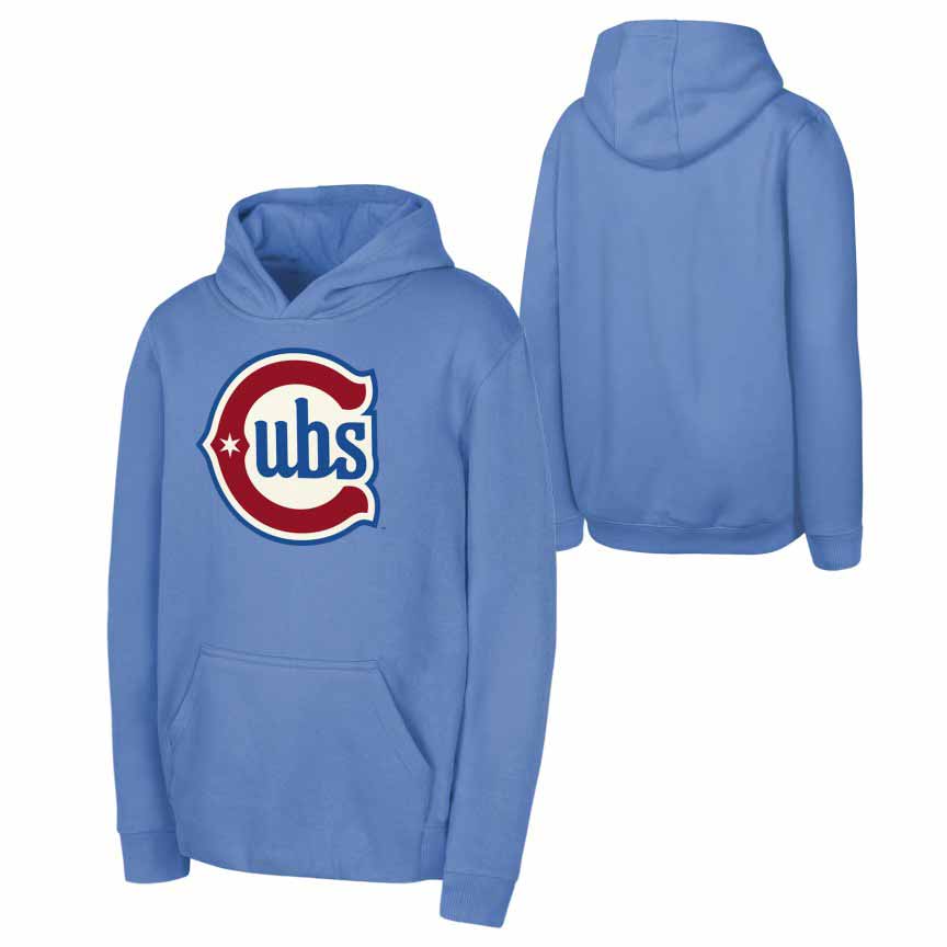 Chicago Cubs Youth Blues Alternate 2 Logo Baby Blue Hooded Sweatshirt、mySite、vikingsvslions