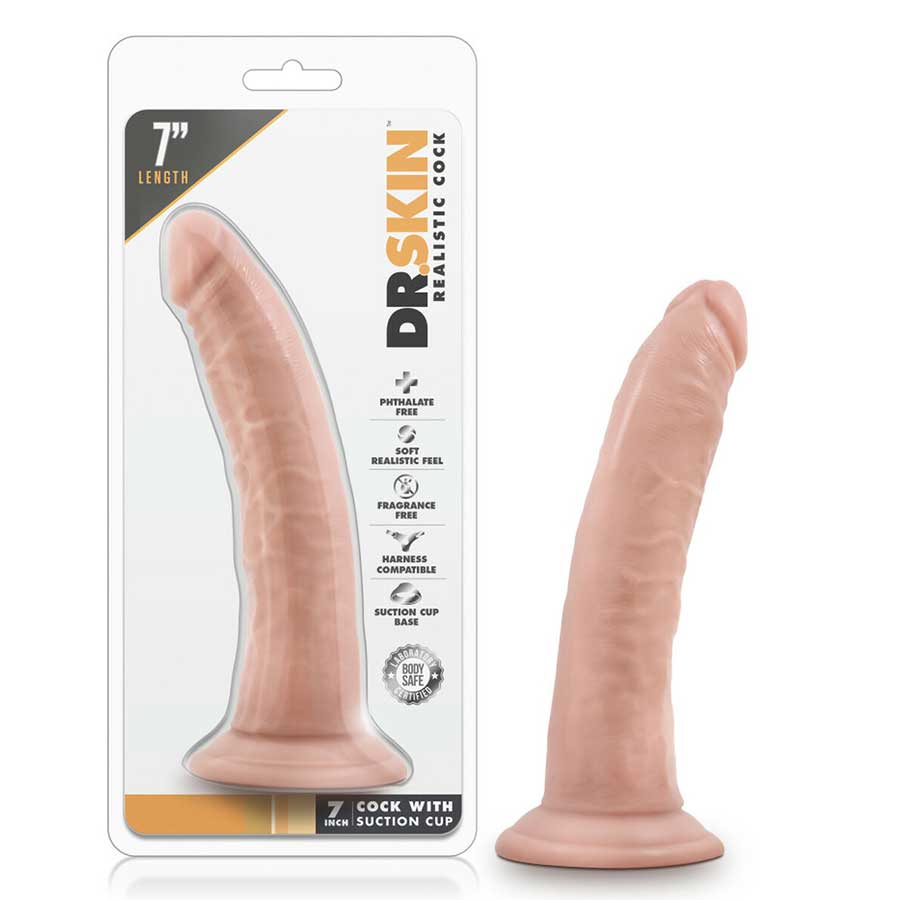 Dr. Skin White Thin 7 Inch Suction Cup Anal Dildo by Blush Novelties、mySite、bottomscart