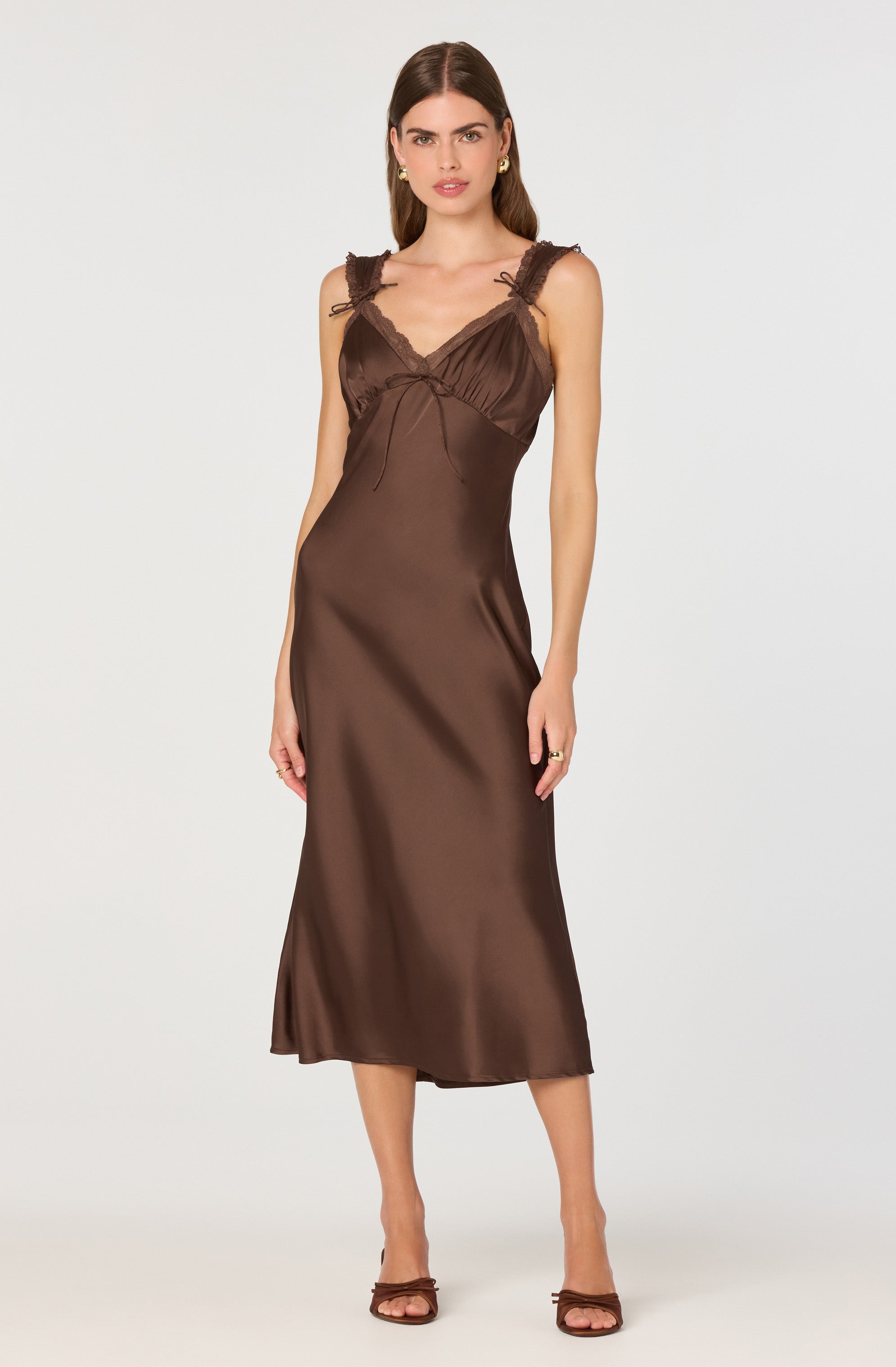 Lace Trim Satin Slip Dress、mySite、solidvoid