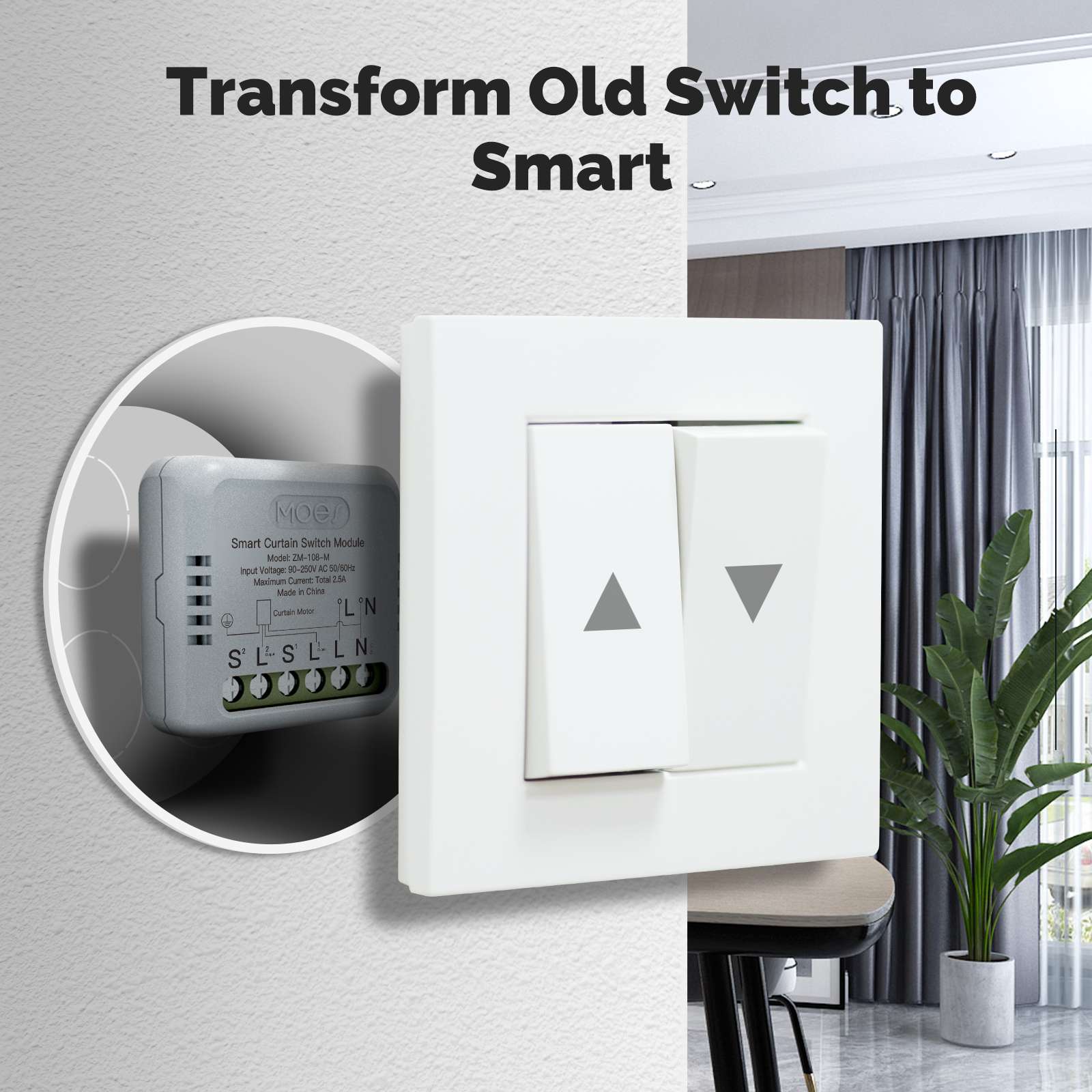 ZigBee Smart Curtain Switch Module Mini Design App Remote Control、mySite、fannypackpong