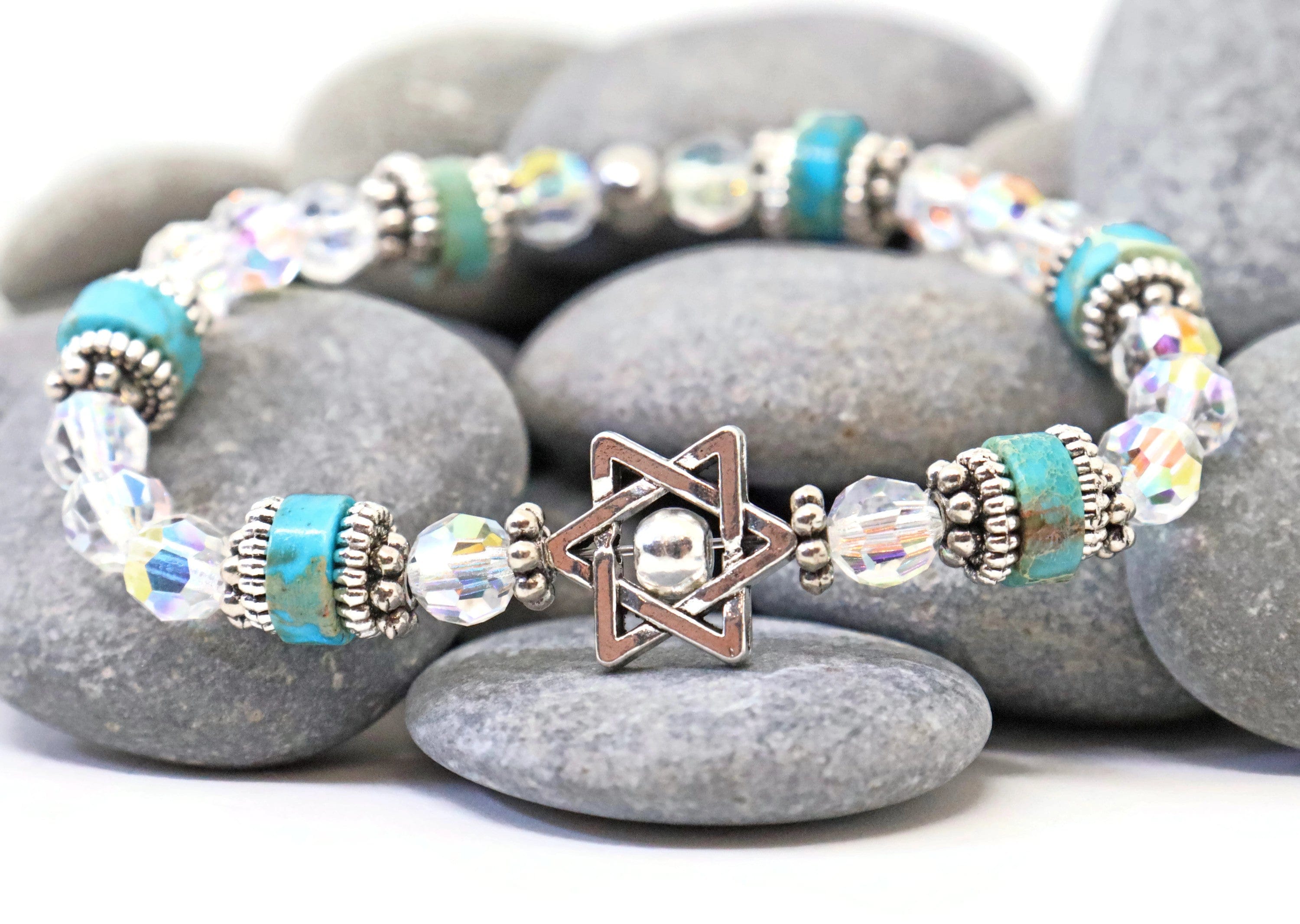 Jasper and Crystal Star of David Bracelet、mySite、topwebapps