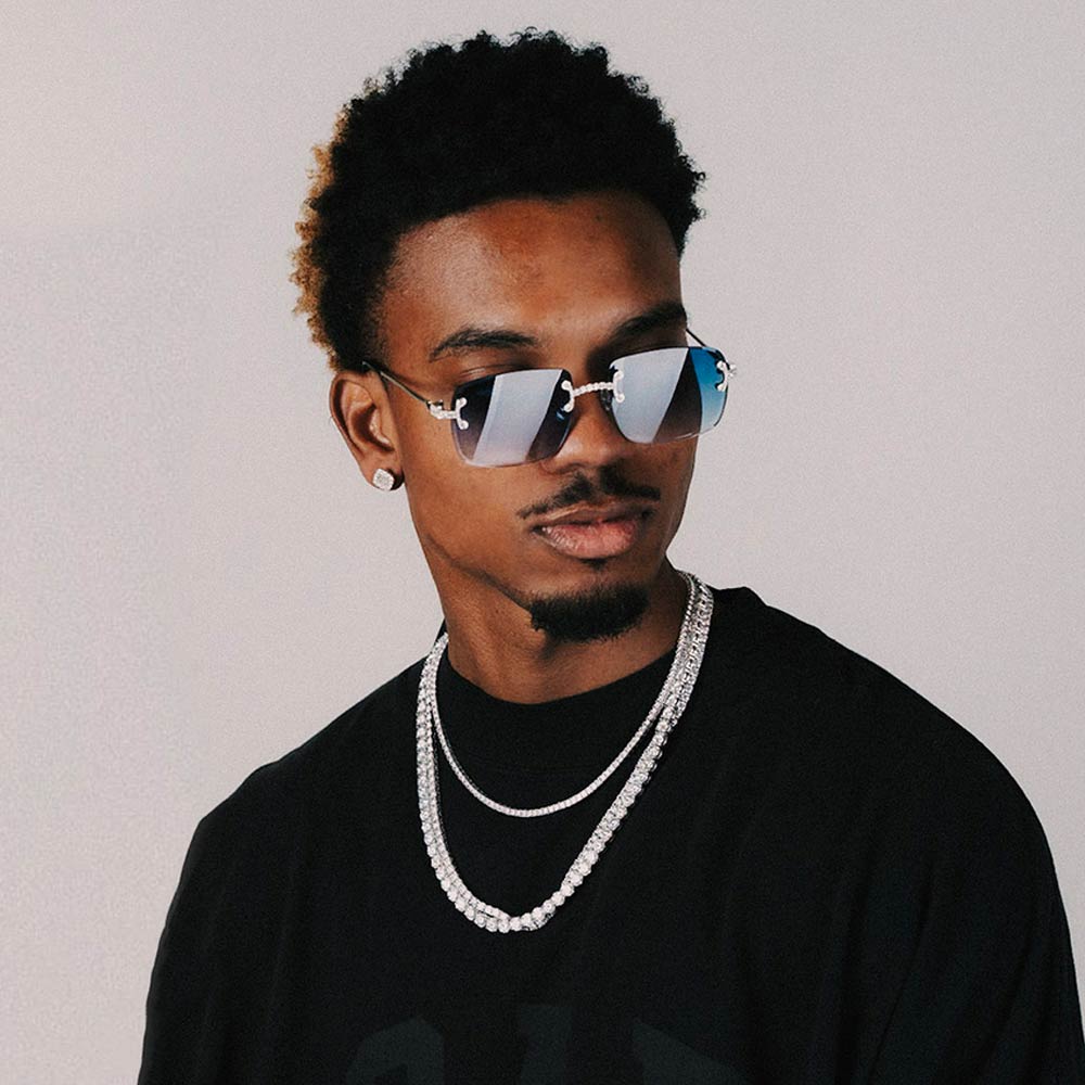 Moissanite Rimless Square Sunglasses 14K Gold、mySite、hinf8tx79