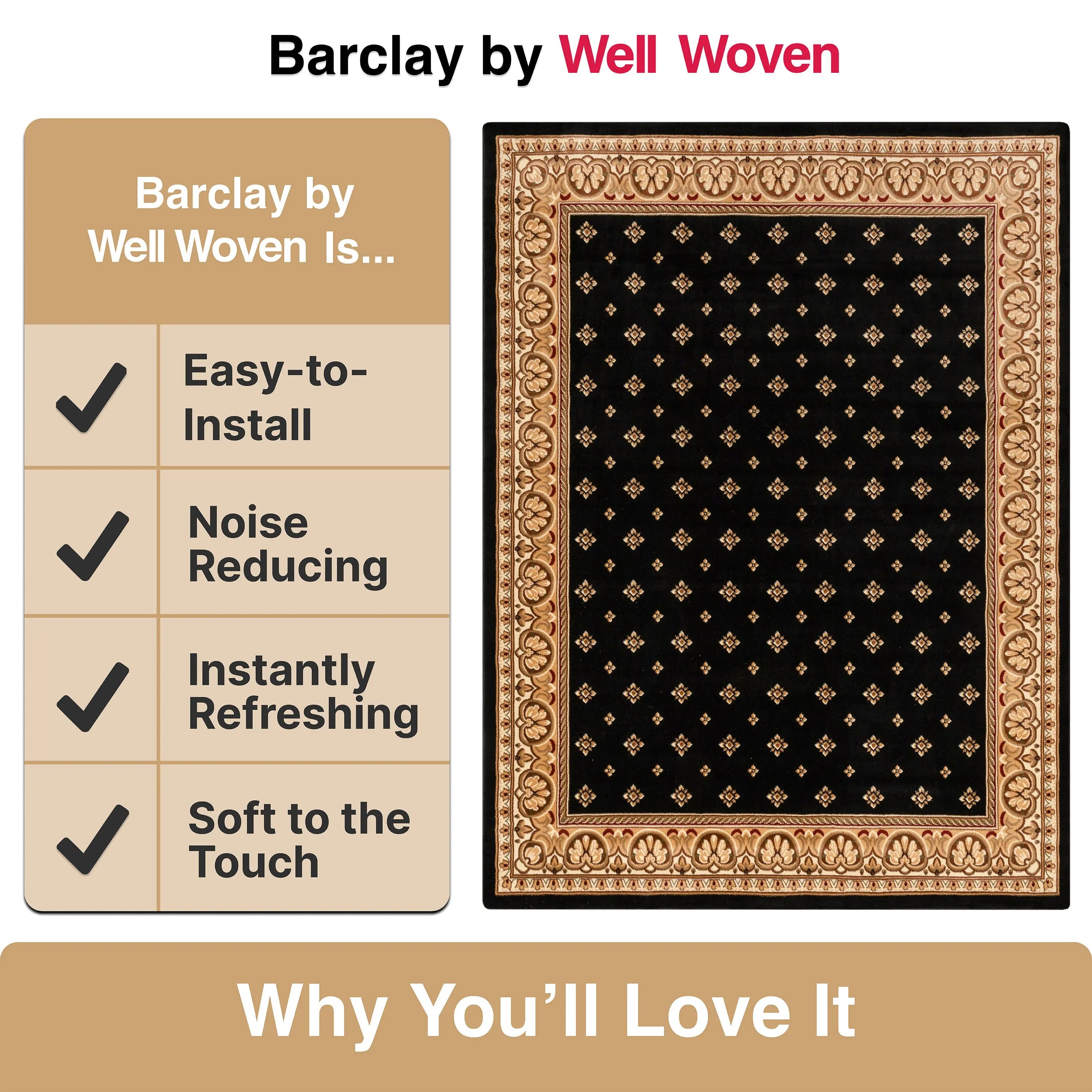 Hudson Terrace Black Traditional Rug、mySite、gigharbornorthrealestate