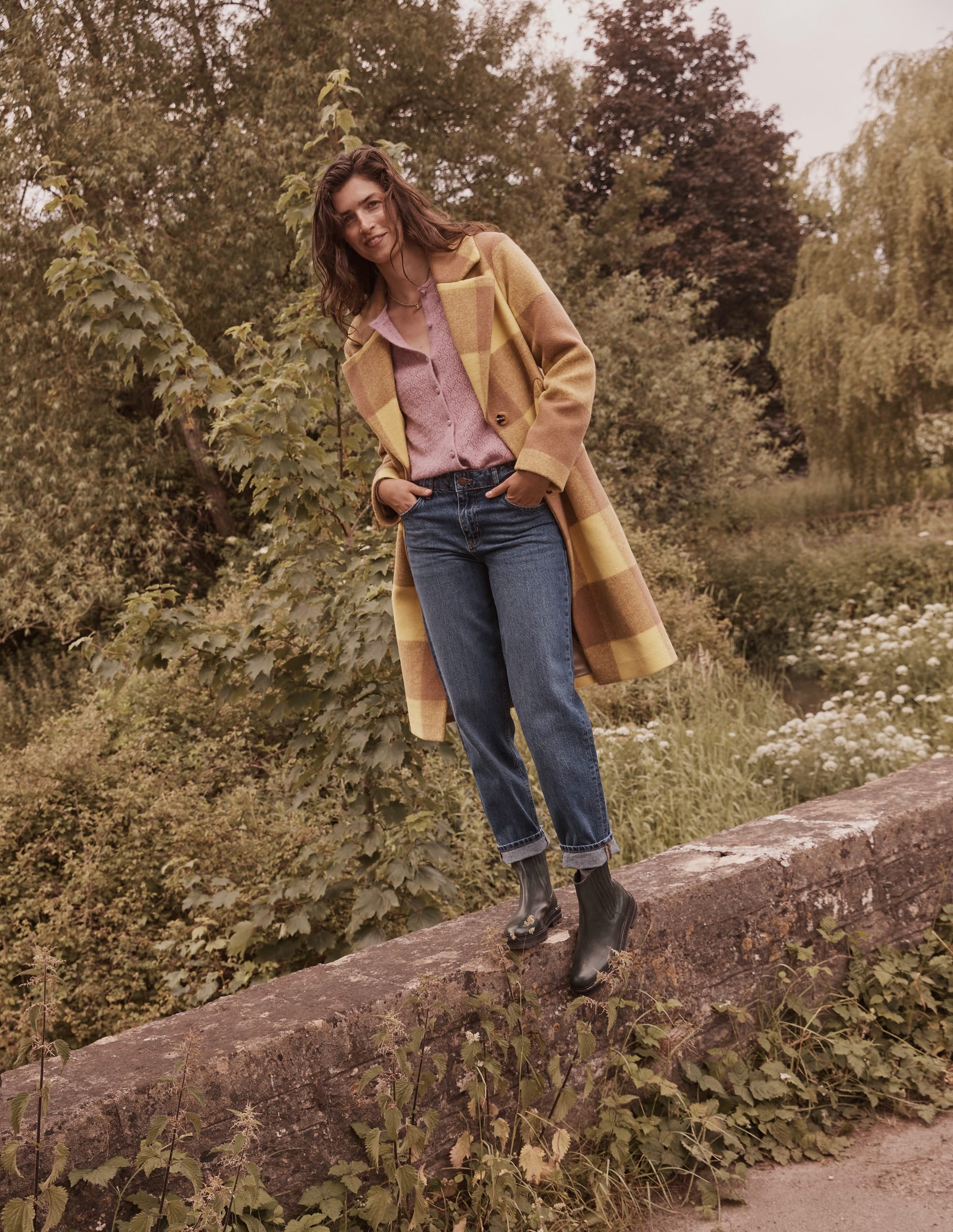  Relaxed-Fit Checked Coat-Yellow Check、mySite、ashleygrahame