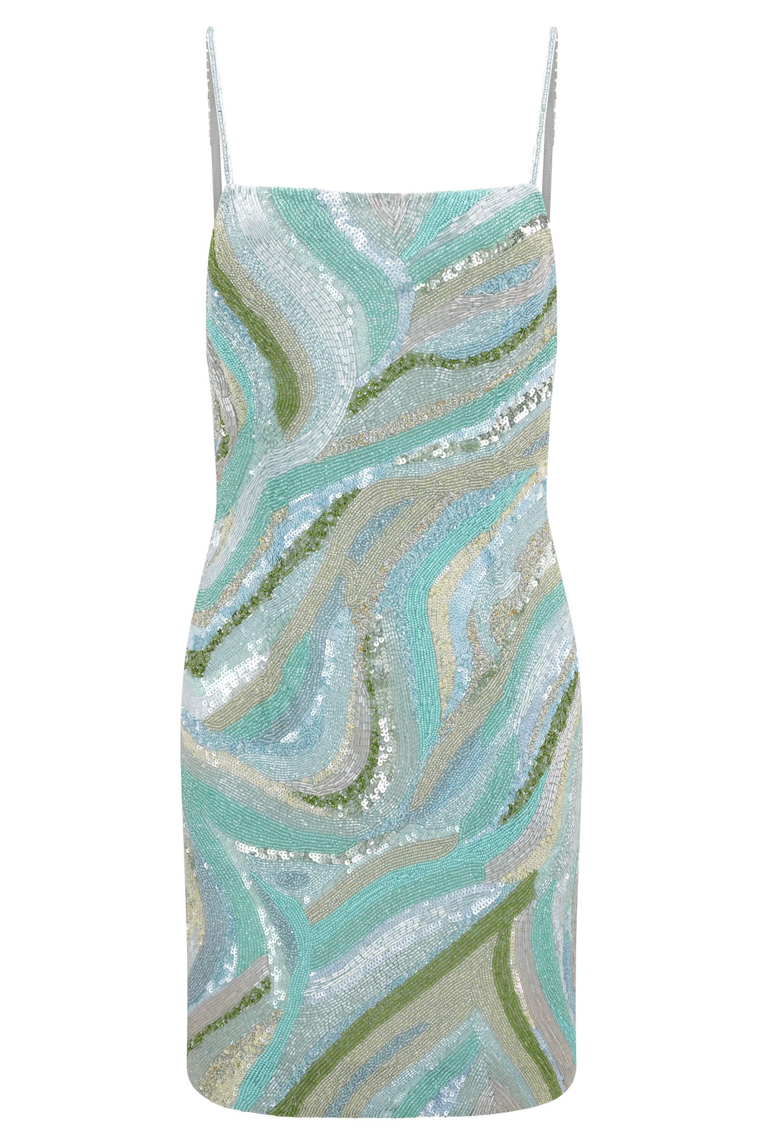 Eloise Hand Beaded Mini Dress - Blue Swirl Print、mySite、solidvoid