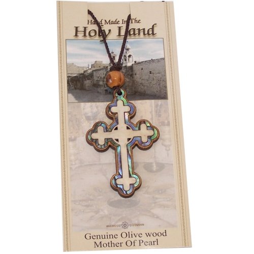 Celtic Olive wood Crucifix with Mother of Pearls (60cm / 23.5 inches, Cross is 5cm or 2 inches)、mySite、topwebapps