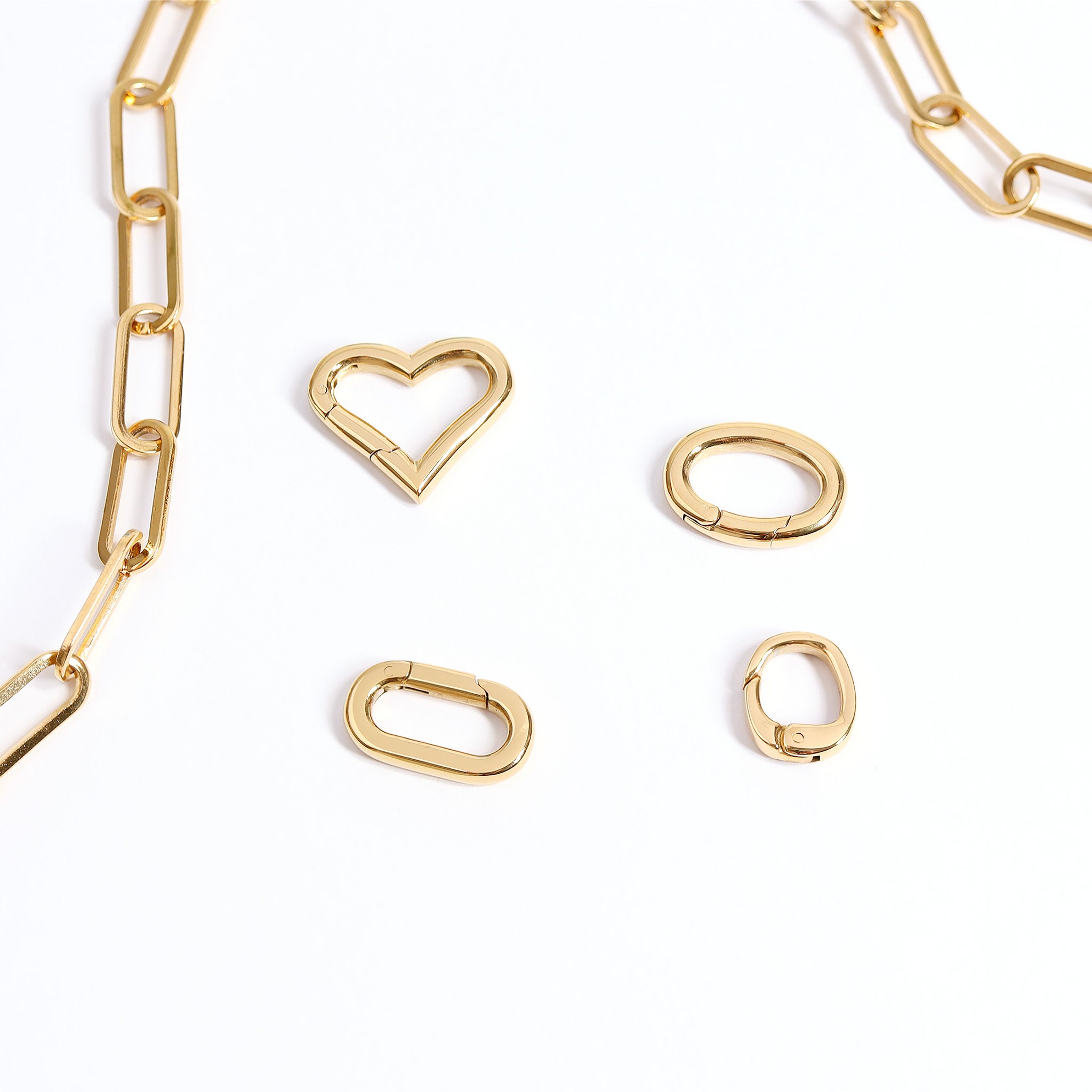 18K Gold PVD Stainless Steel Small Heart Carabiner / ENC0039、mySite、dreamappss