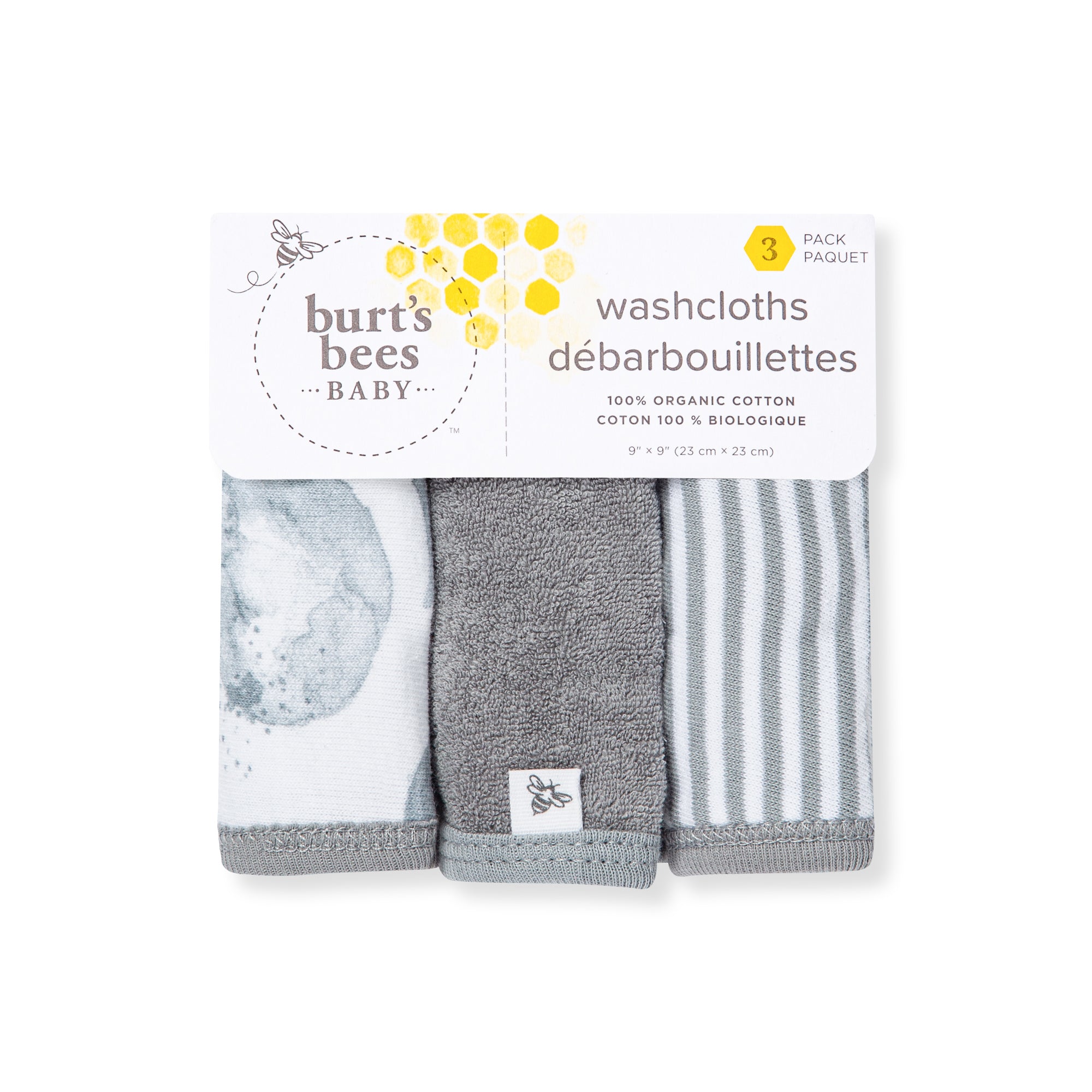 Hello Moon Organic Cotton Knit Terry Washcloths 3 Pack、mySite、g9winljtr