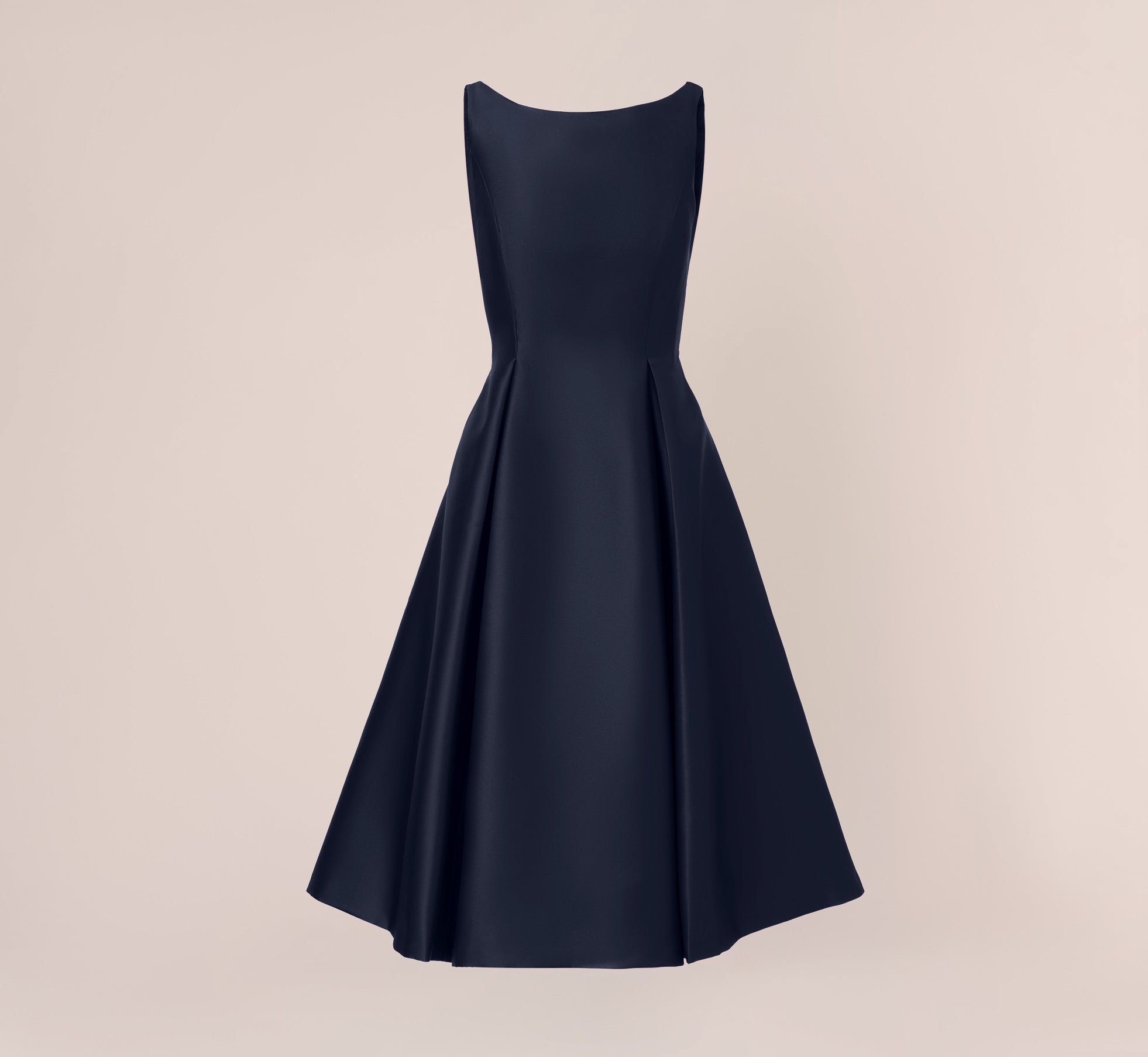 Sleeveless Mikado Fit And Flare Midi Dress With V-Back In Midnight、mySite、solidvoid