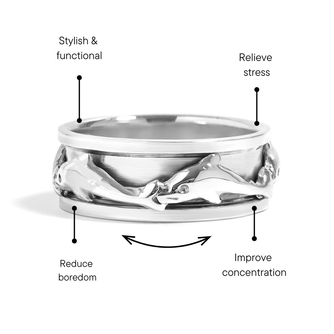 Sterling Silver Dolphin Spinner Ring / SSR0057、mySite、dreamappss