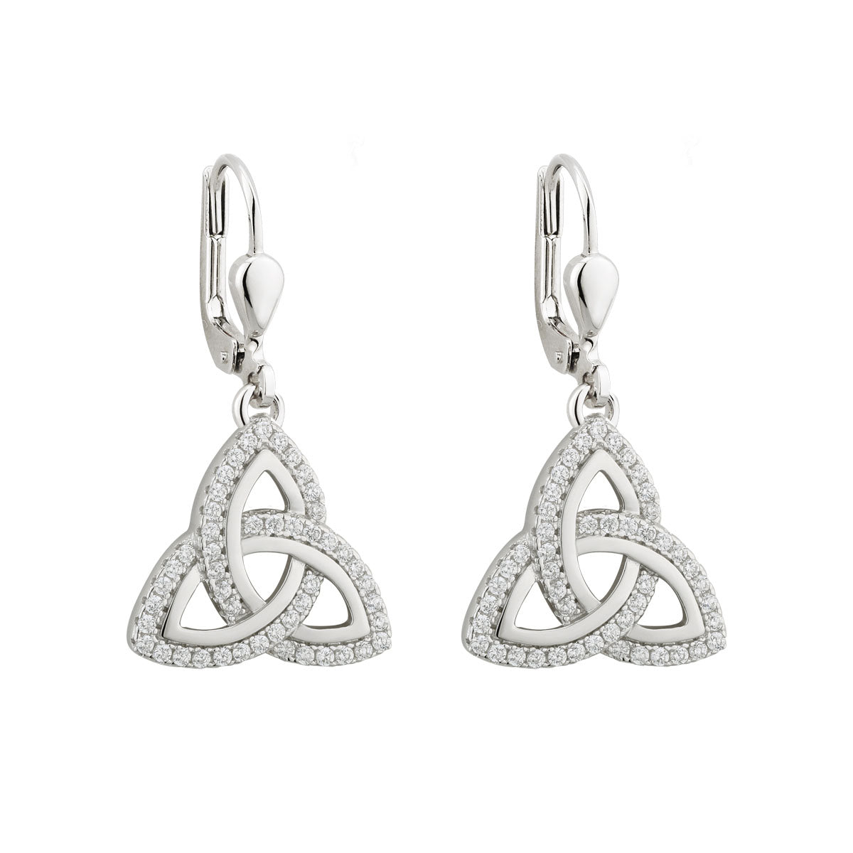  Sterling Silver Cz Trinity Knot Drop Earrings
