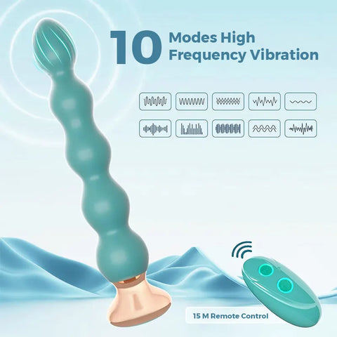 Indigo Bliss Remote-Controlled 10-Mode Vibrating Anal Beads