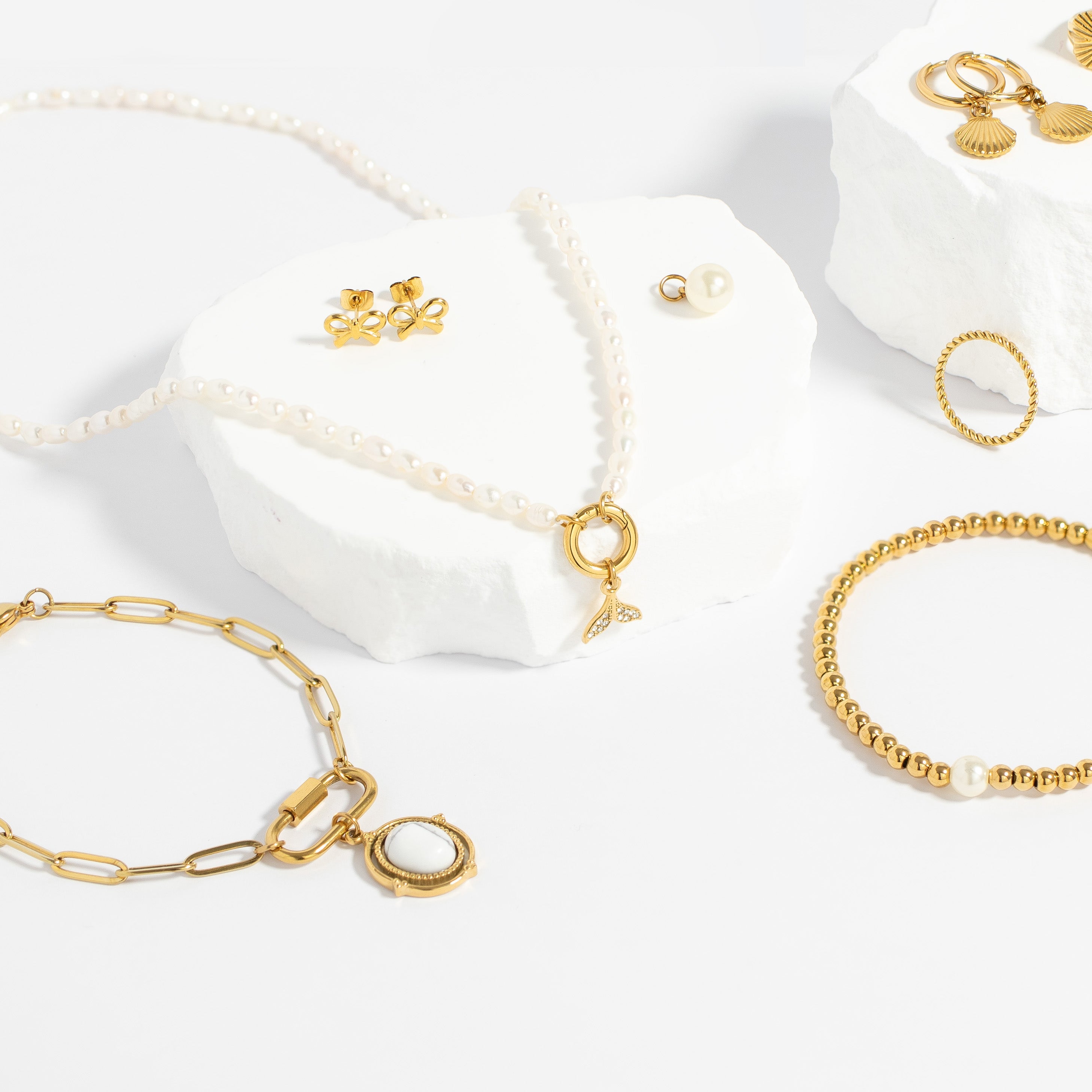 18K Gold PVD Stainless Steel Paperclip Carabiner Bracelet / BRJ1072、mySite、dreamappss