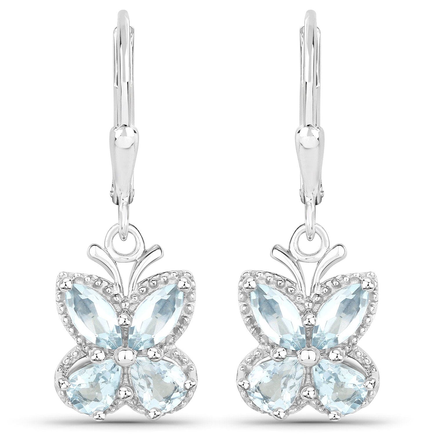 Gemstone Butterfly Drop Earrings Sterling Silver Tanzanite or Aquamarine、mySite、g9winljtr