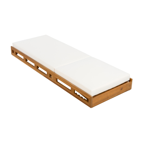 LOUNGE CHAISE SET, ACACIA WOOD WITH WATER-RESISTANT LOUNGE CUSHIONS (CREAM & 4 INCH THICK) - MATCHING DARK GREY VERSION AVAILABLE、、eastwooduniform