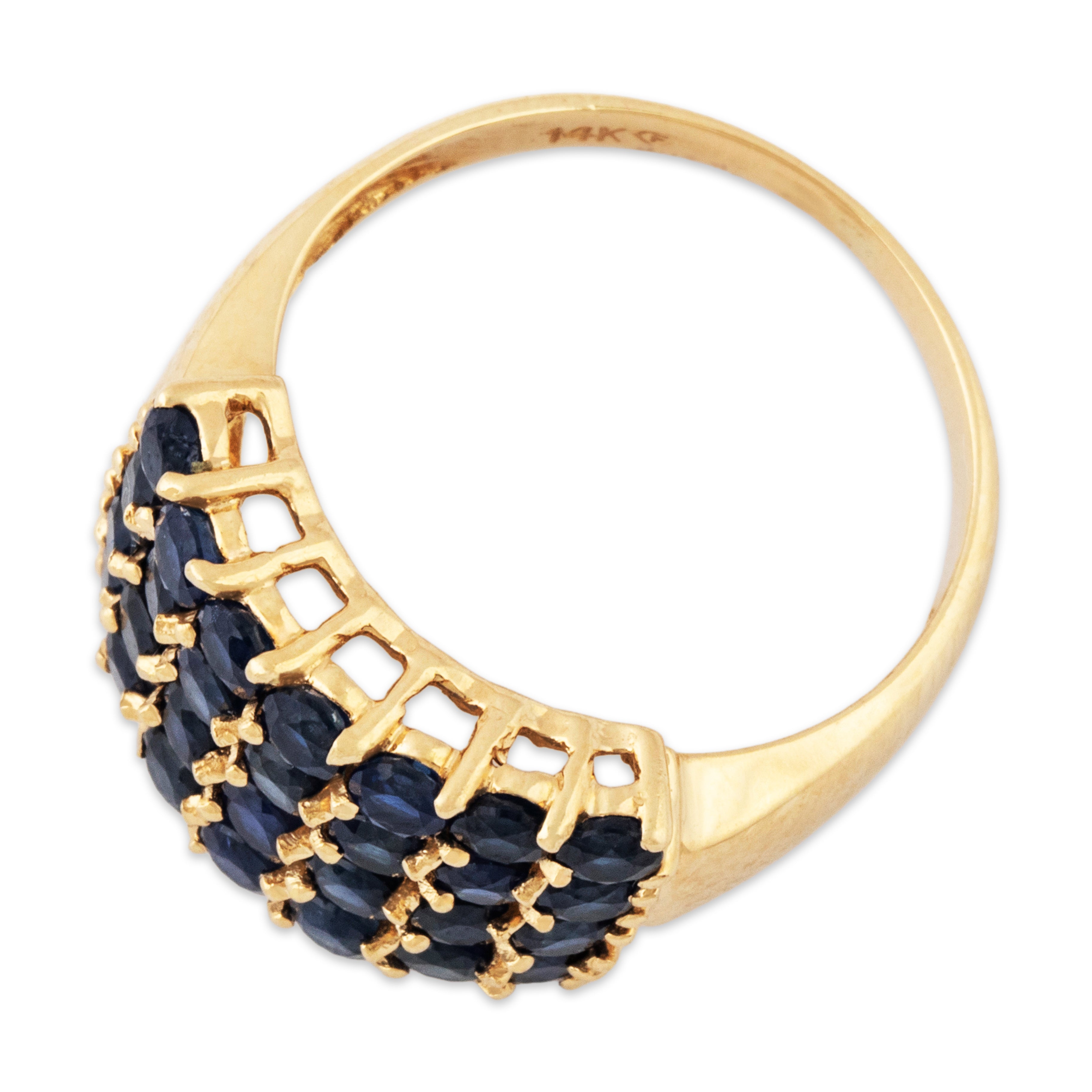 Vintage 14k Yellow Gold 2.5cttw Blue Sapphire Rectangle Line Ring 7.00、mySite、hinf8tx79