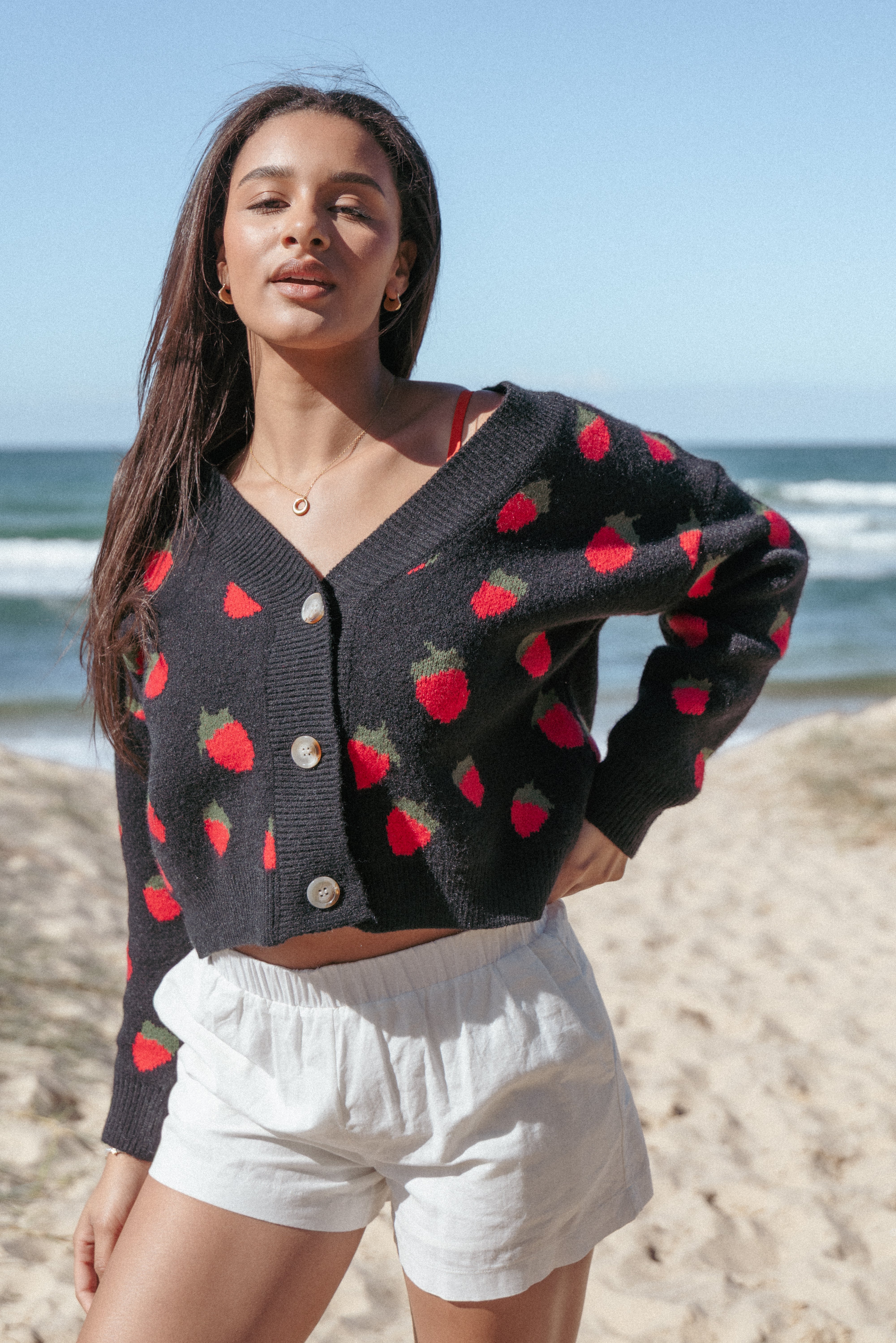  Judson Strawberry Knit Cardigan - Black、mySite、sugarbowlscore