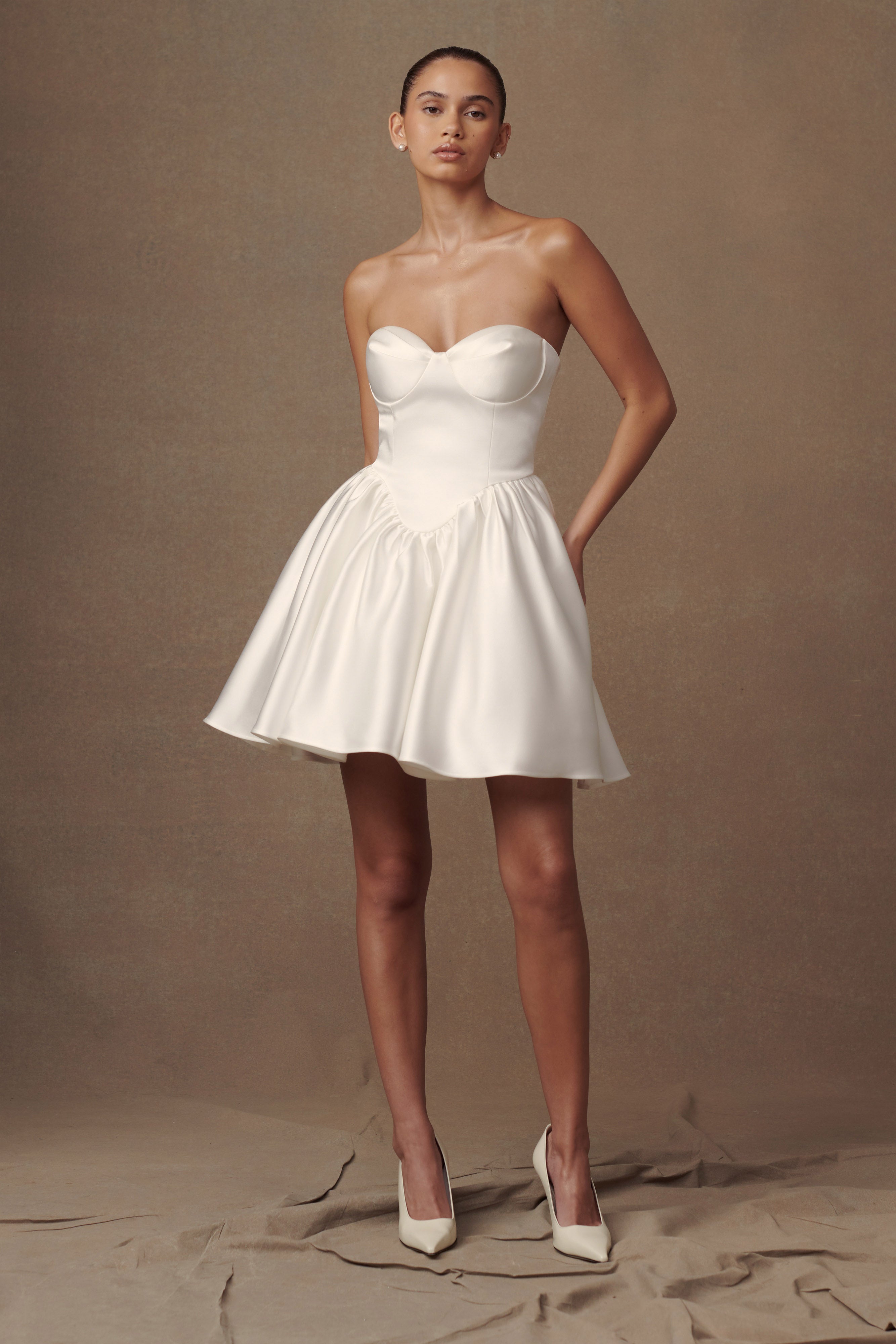 Hollie Structured Corset Mini Dress - White、mySite、solidvoid