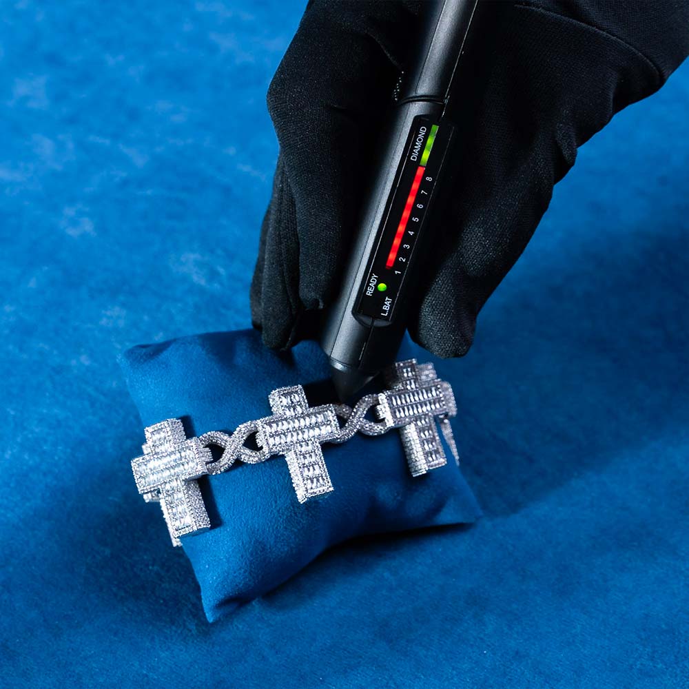 30MM Moissanite Cross Link Bracelet 14K Gold、mySite、hinf8tx79