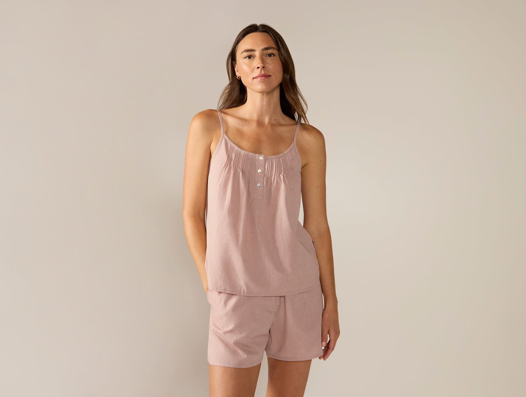  Women's Isla Organic Cotton Cami Short Set、mySite、sugarbowlscore