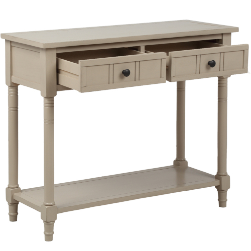 TREXM Daisy Series Console Table Traditional Design with Two Drawers and Bottom Shelf (Espresso)、、casual