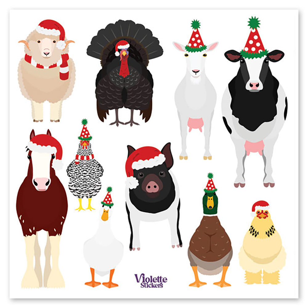  Santa Farm Animals Stickers、mySite、ghnorth