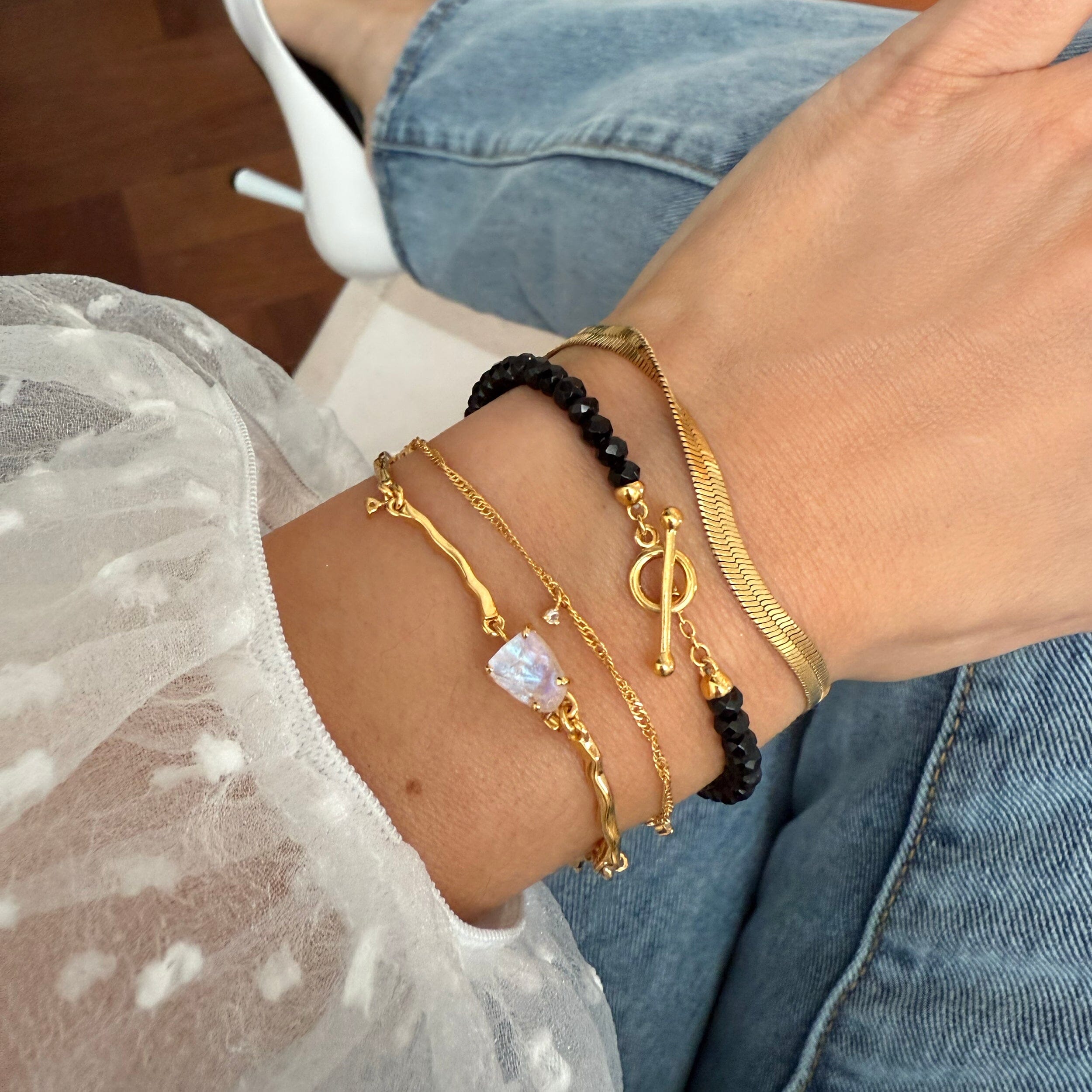 Moonstone & Black Obsidian Bracelet Stack - Energy Armor、mySite、hinf8tx79