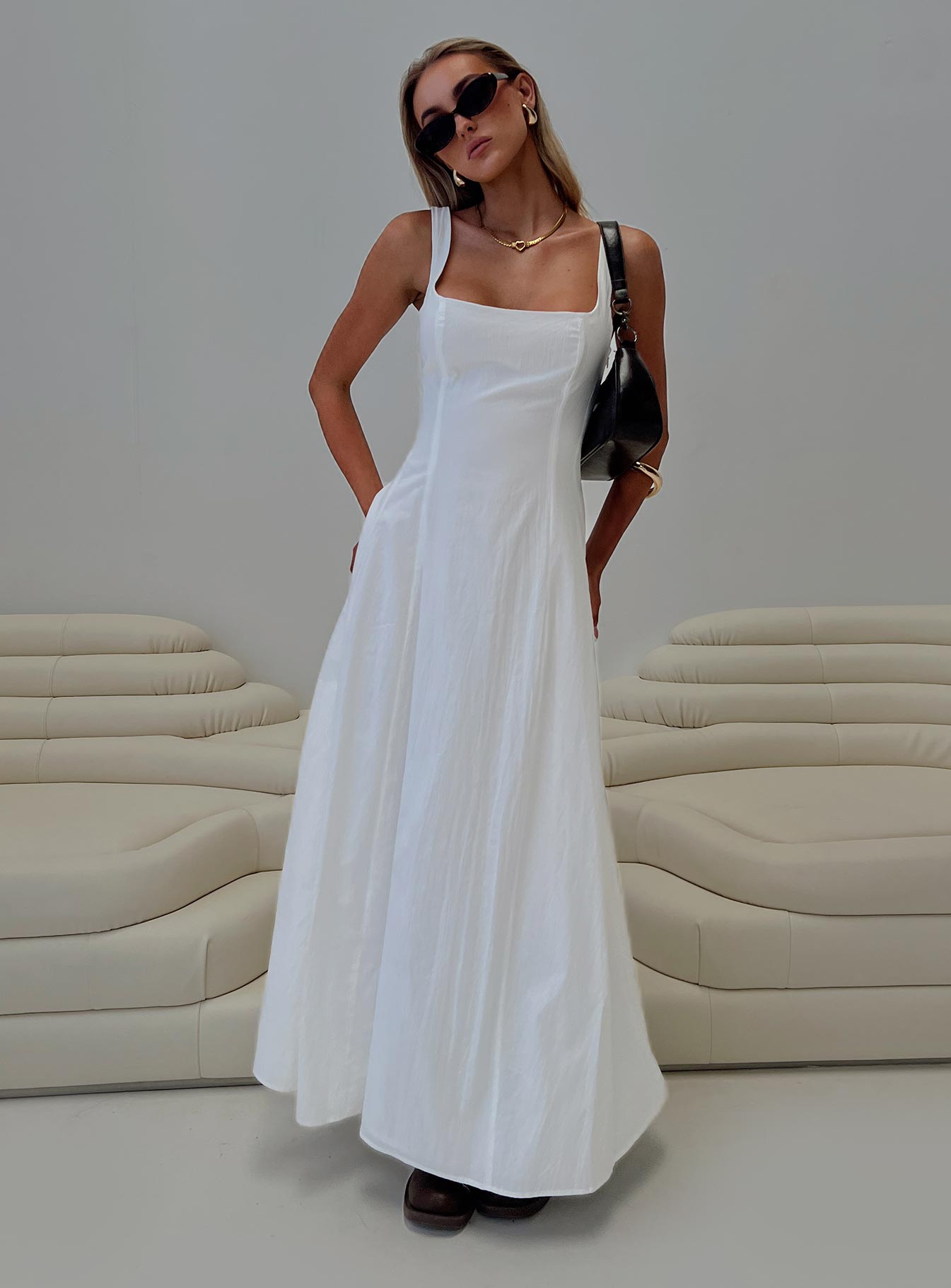 You Can Maxi Dress White Petite、mySite、solidvoid