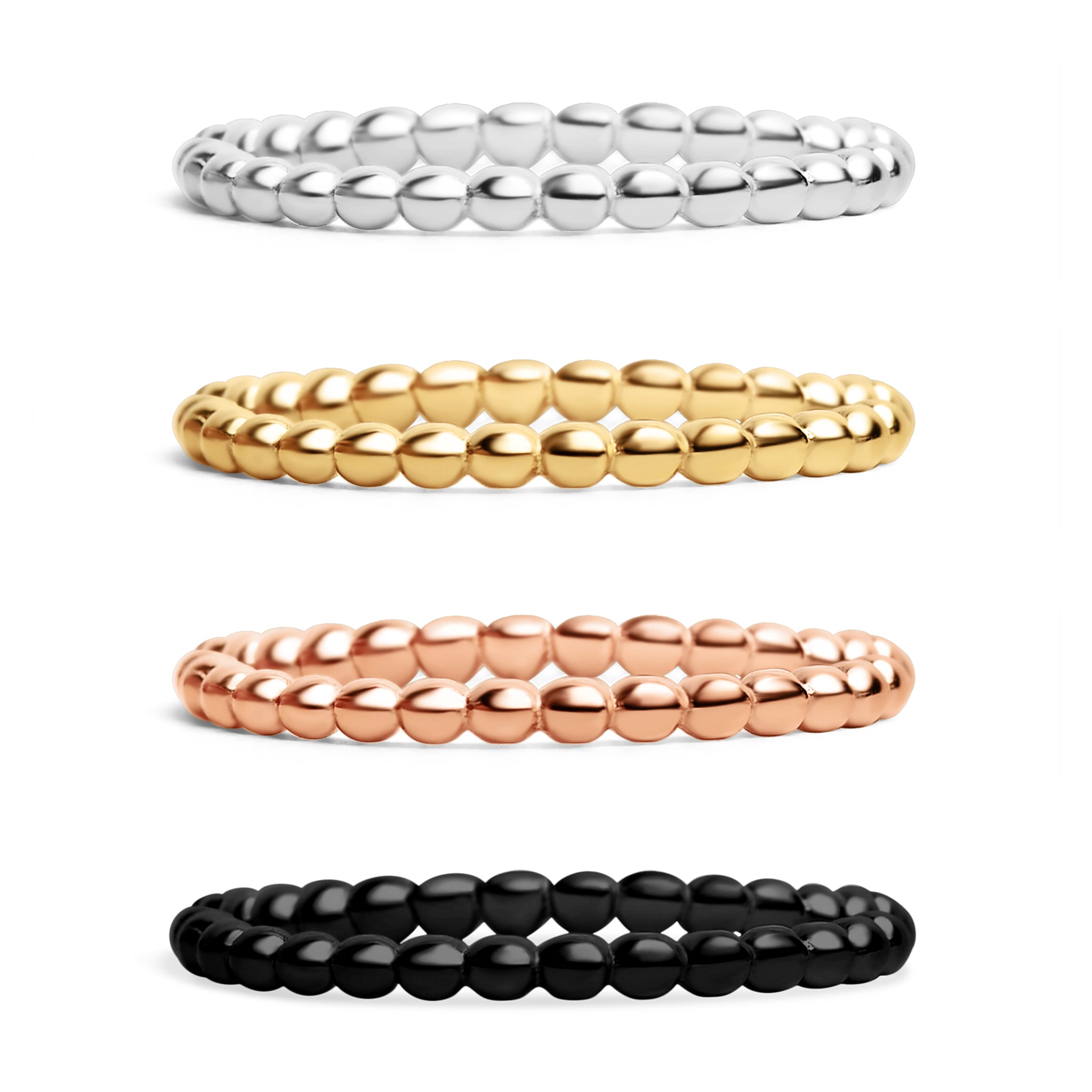 18K Gold PVD Stainless Steel Beaded Stacking Ring / CSR0004、mySite、dreamappss
