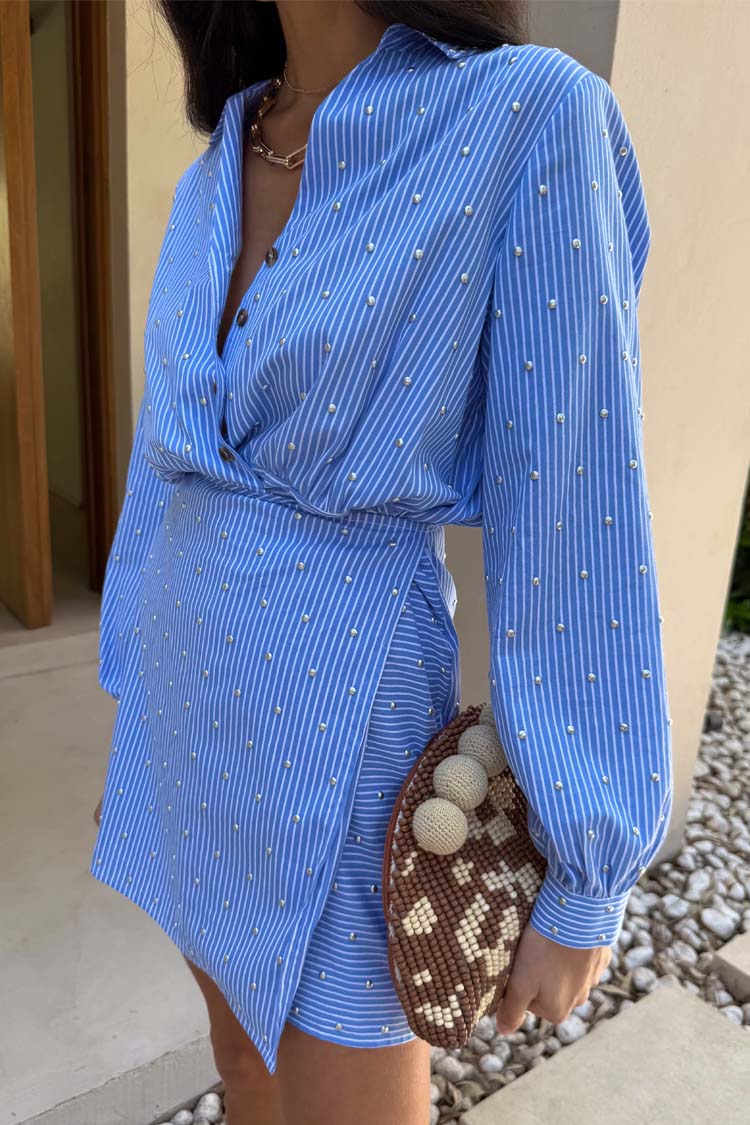 Blue Stripe Mini Miley Shirt Dress、mySite、solidvoid