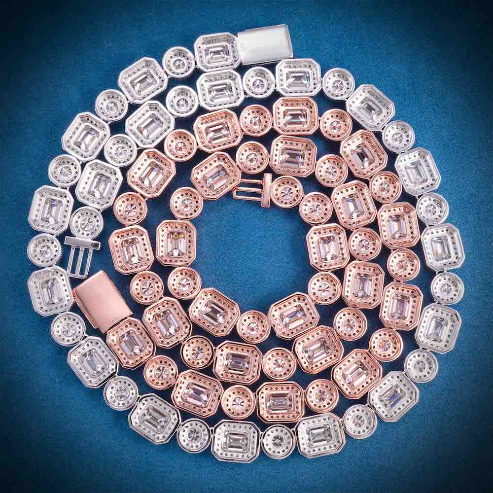 12MM Halo Cluster Iced Out Tennis Chain 14K Gold、mySite、hinf8tx79