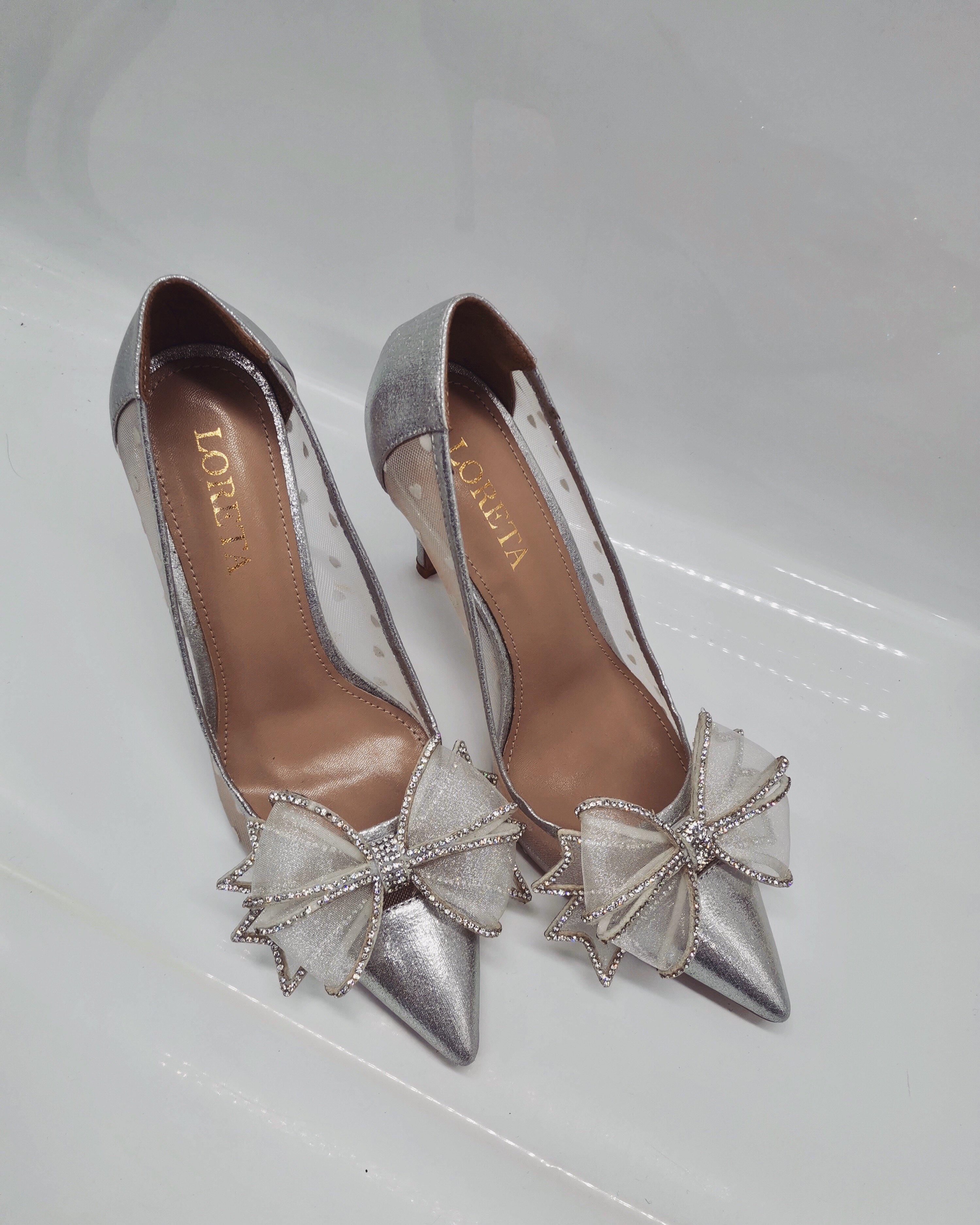  Belvia Crystal Bow Heels (Silver)、mySite、merchandisen