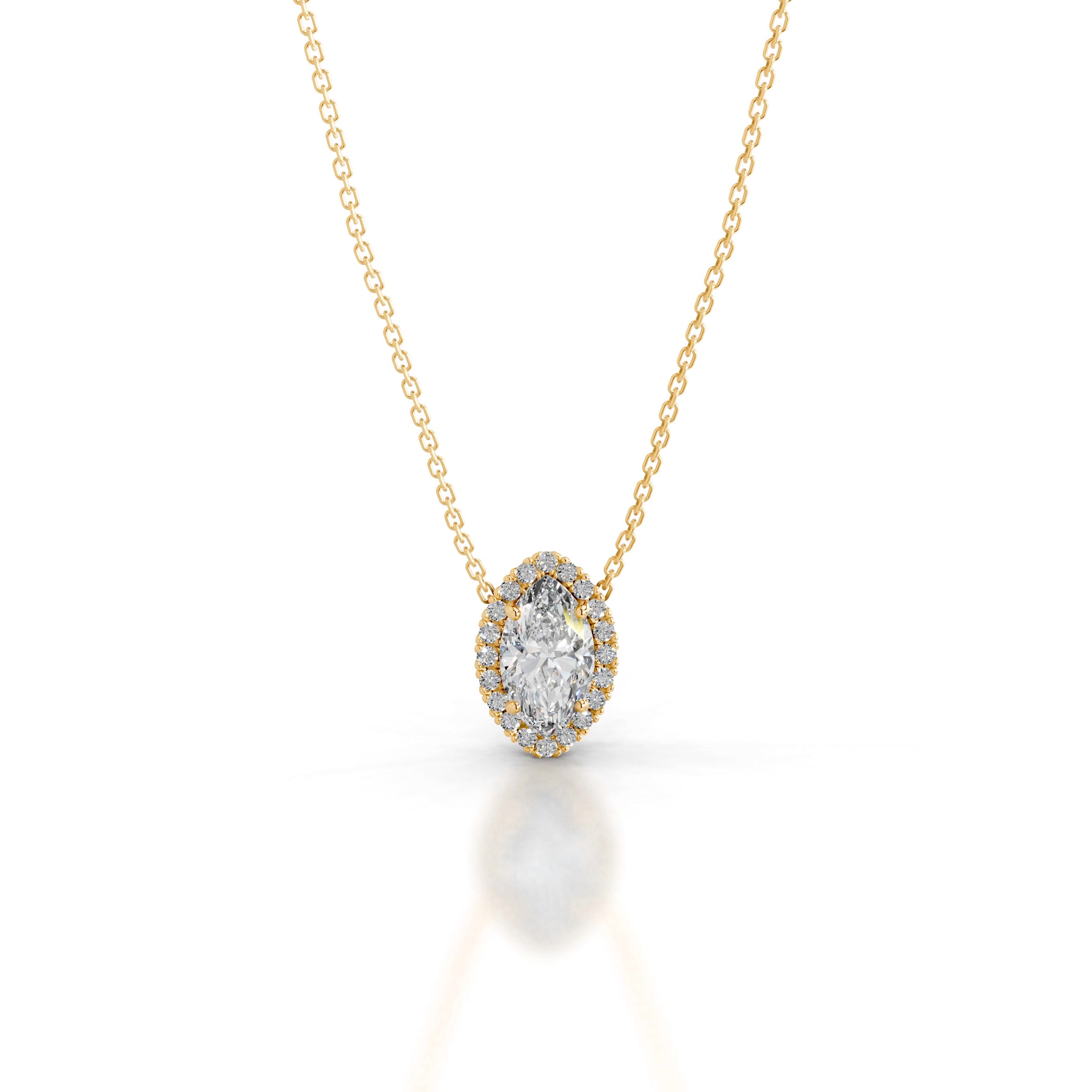 Manon Lab Grown Diamond Halo Pendant - 18K Yellow Gold、mySite、hinf8tx79